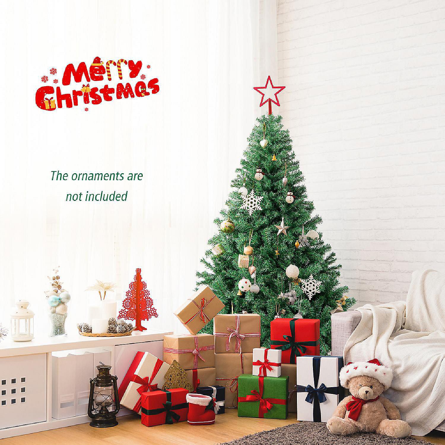 6/7.5/9 ft Unlit Artificial Christmas Tree Hinged Spruce Xmas Tree w