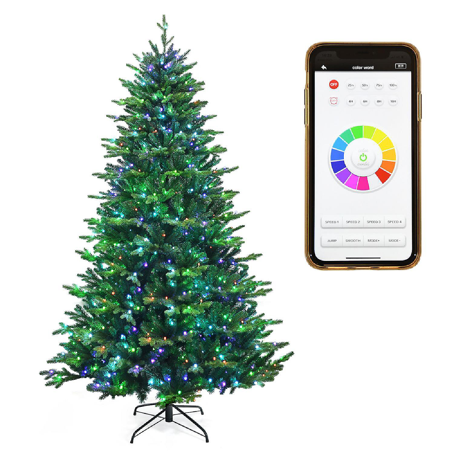 6/7/8 FT Prelit Artificial Christmas Tree w/ APP Control & 15 Lighting