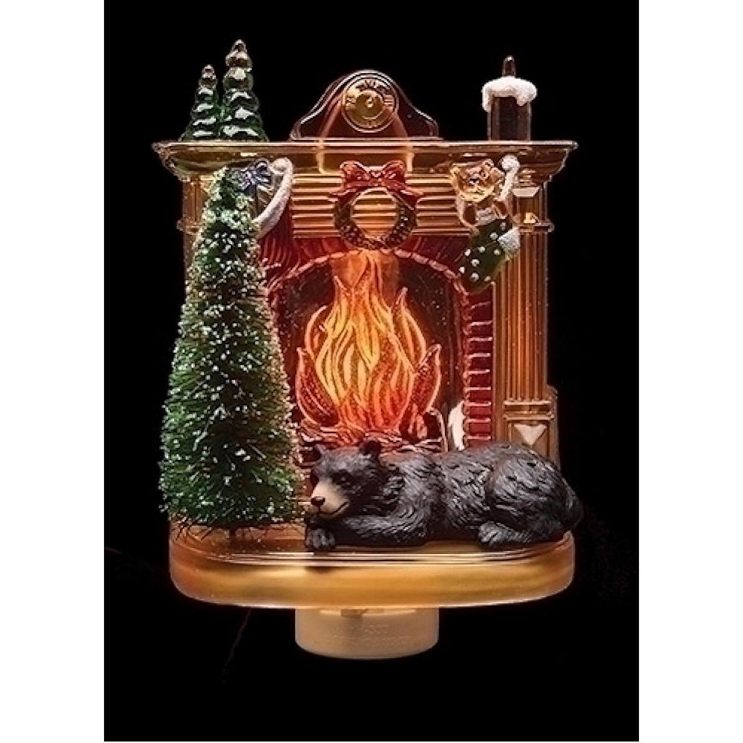 6 Inch Black Bear Fireplace Night Light Flicker Bulb Oriental Trading