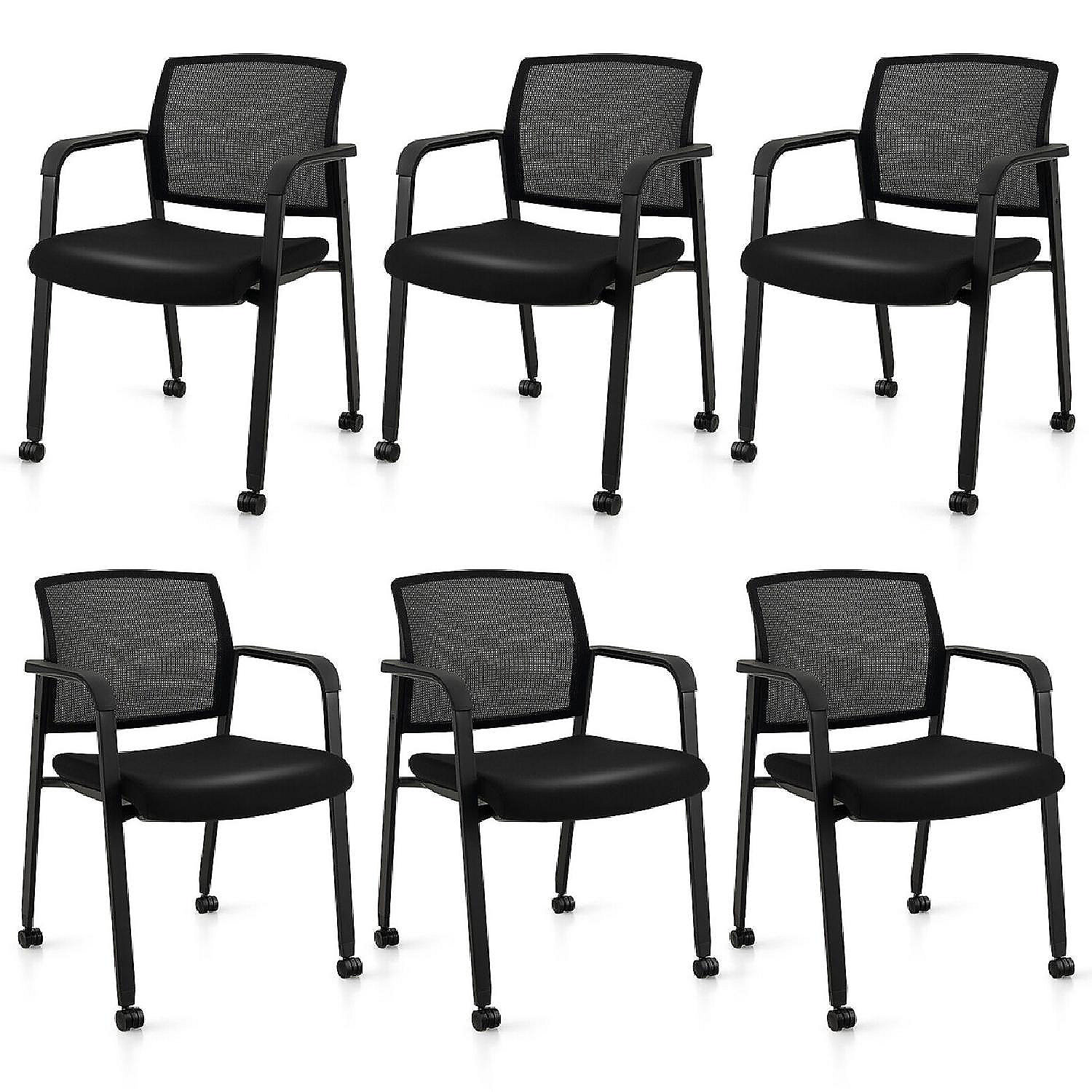 6Pack Office Conference Chair Set Mesh Guest Reception Stack Chairs w