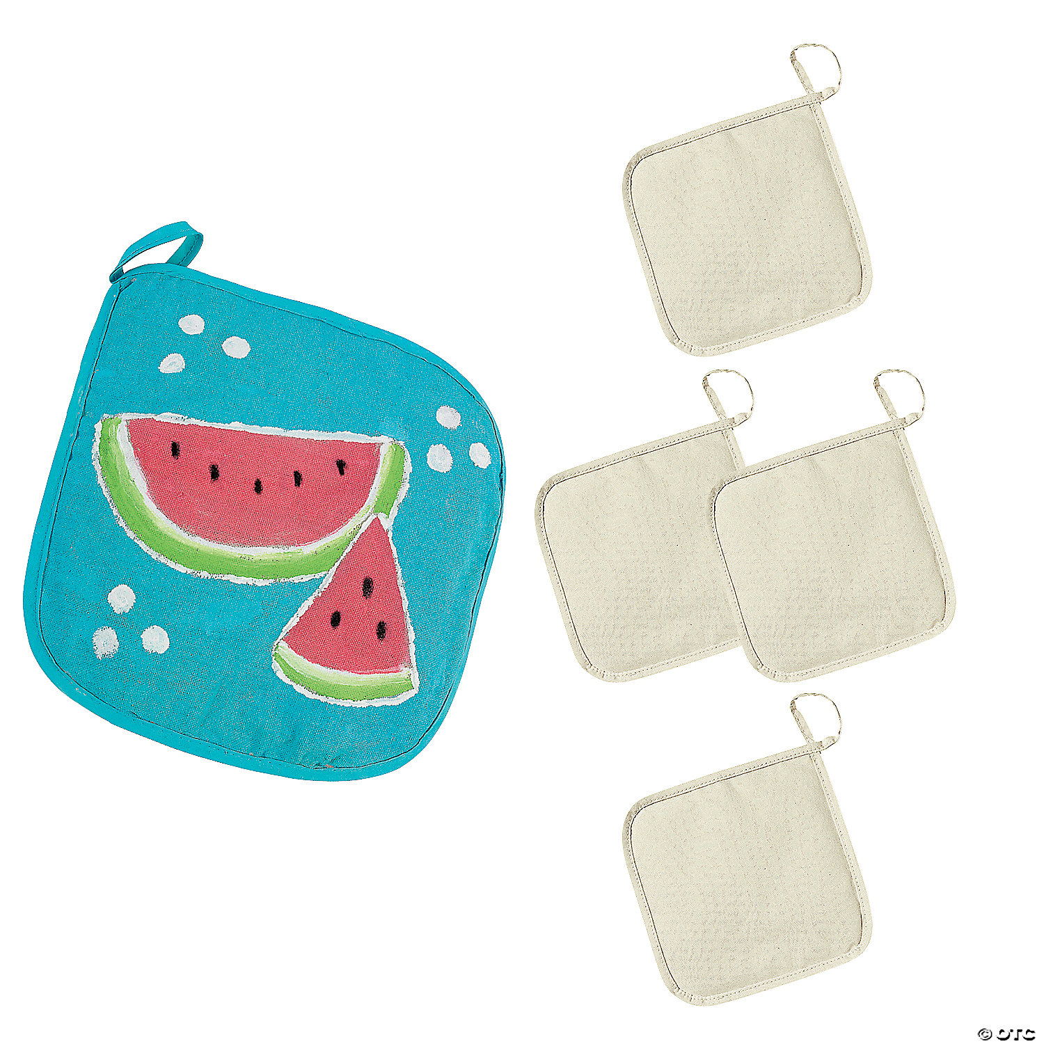 7 3/4" DIY Design Your Own Canvas Pot Holder Crafts 4 Pc.