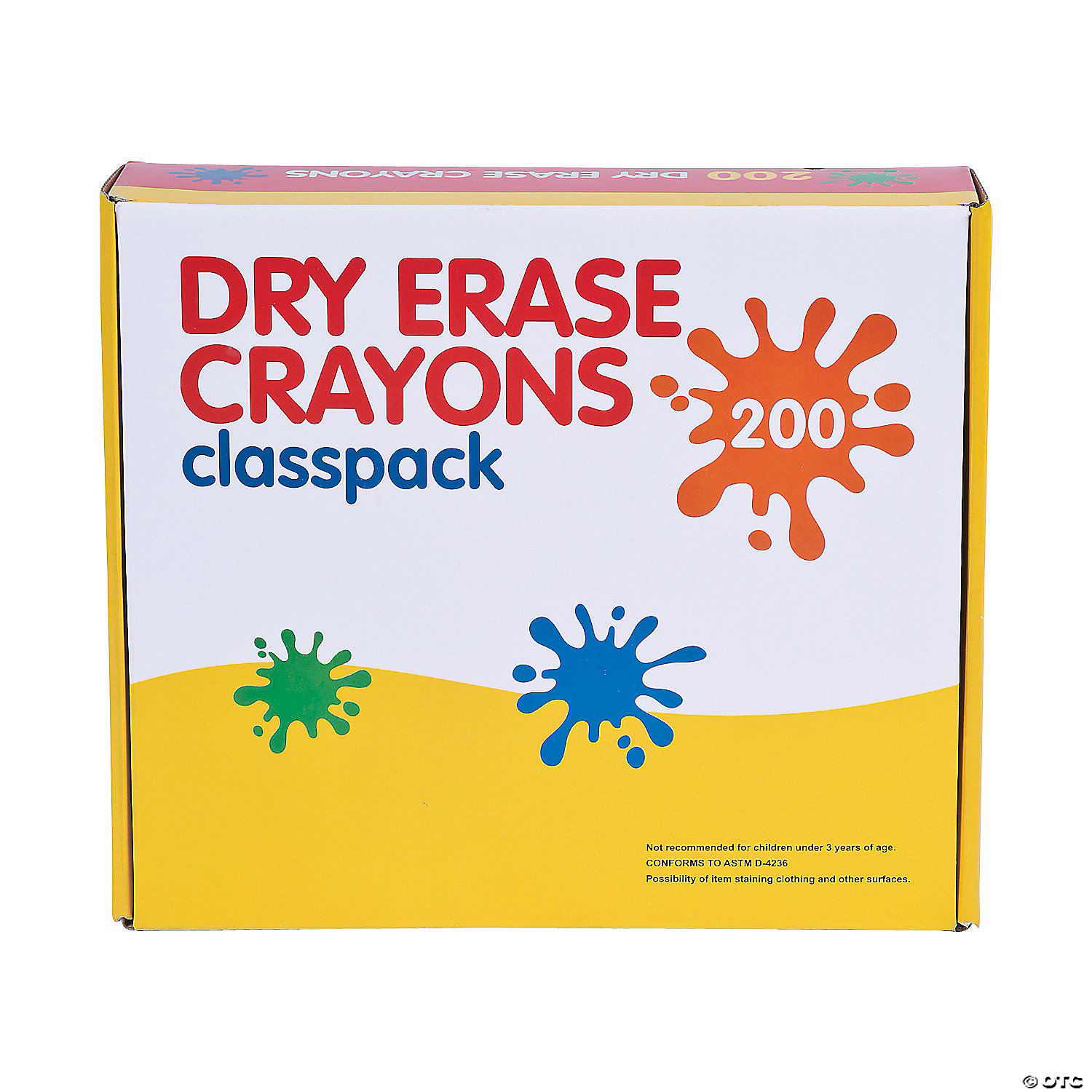 Colorations Non-Roll Dry-Erase Crayon Classroom Pack - Set of 96