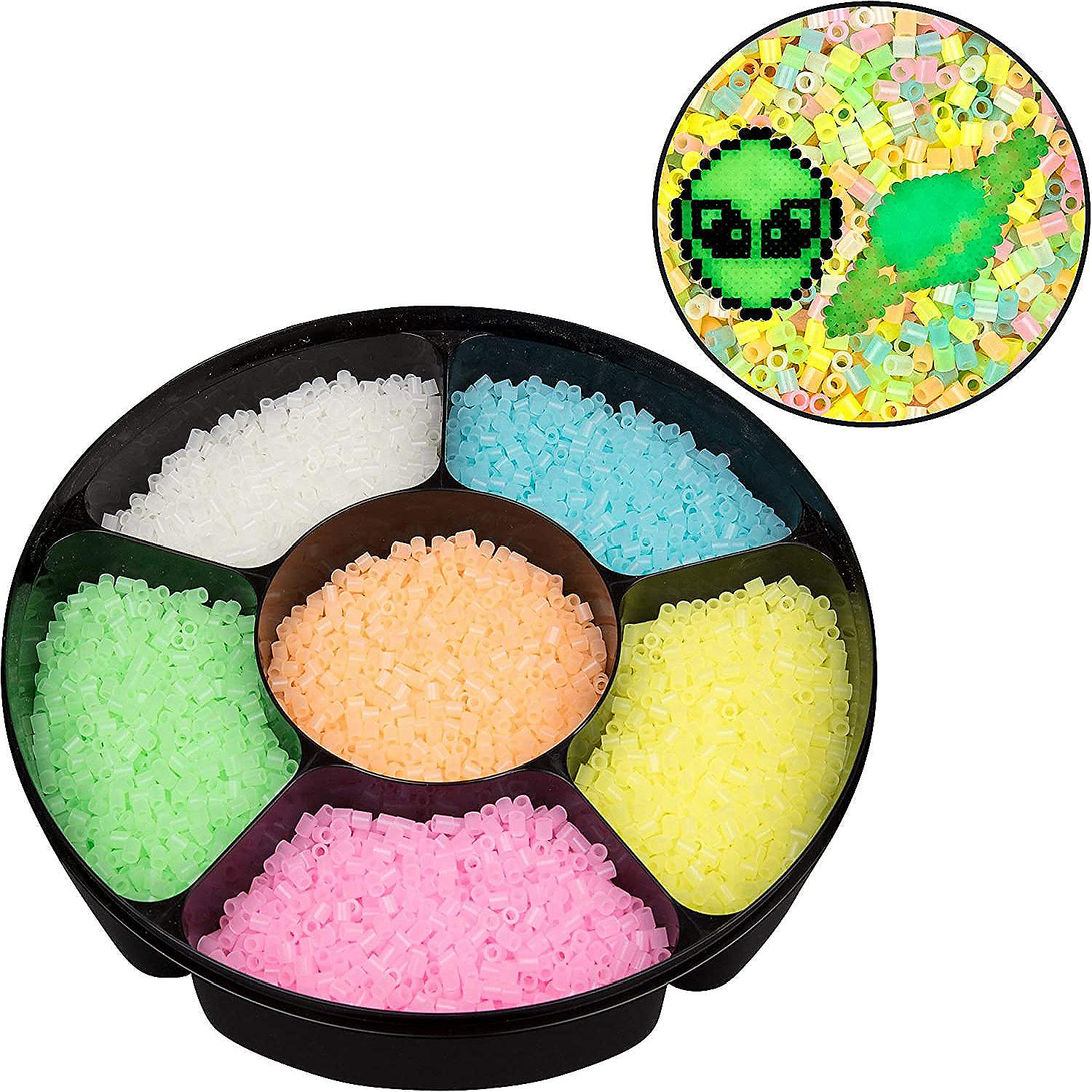 9,000 Glow in The Dark Fuse Beads Set (6 Unique Colors) in Case and