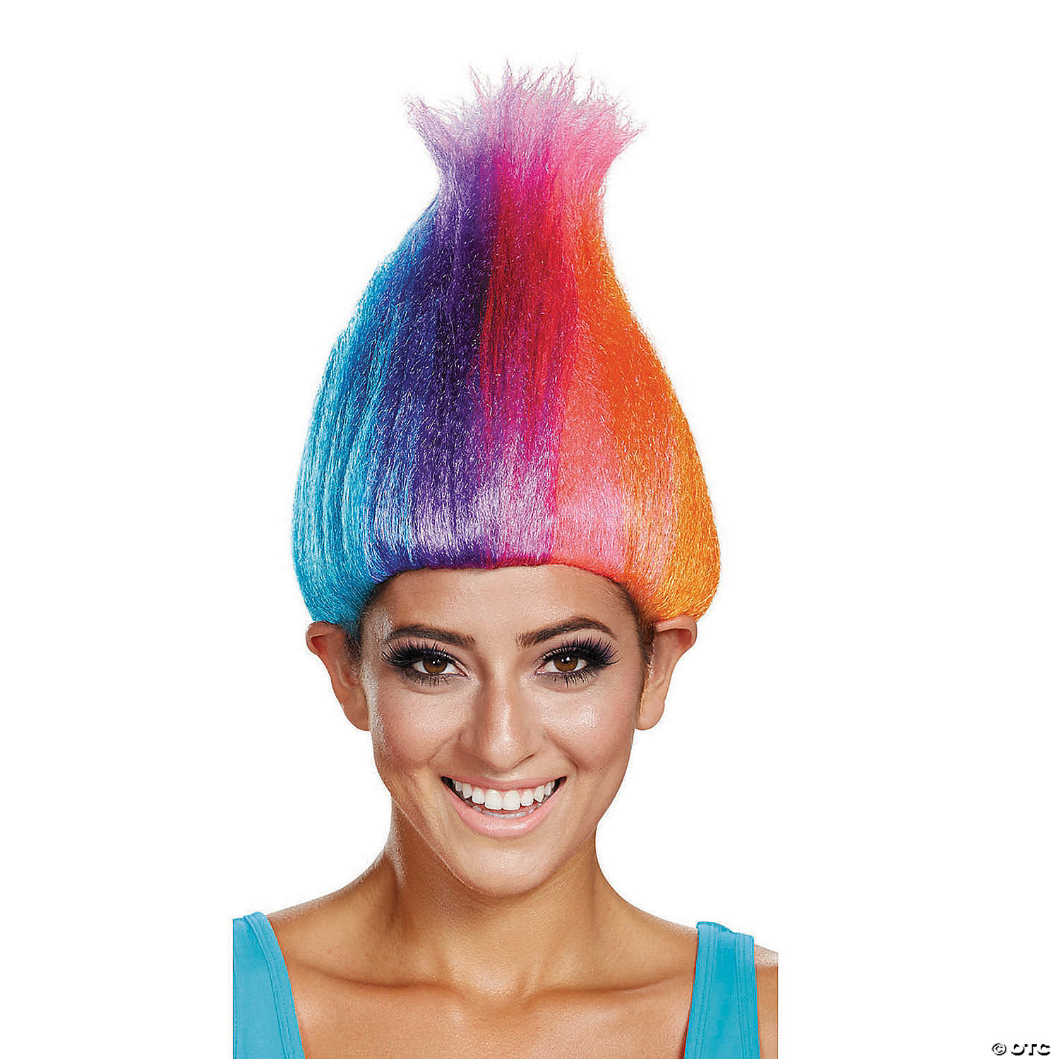 Adults Rainbow Colored Trolls Wig Morris Costumes