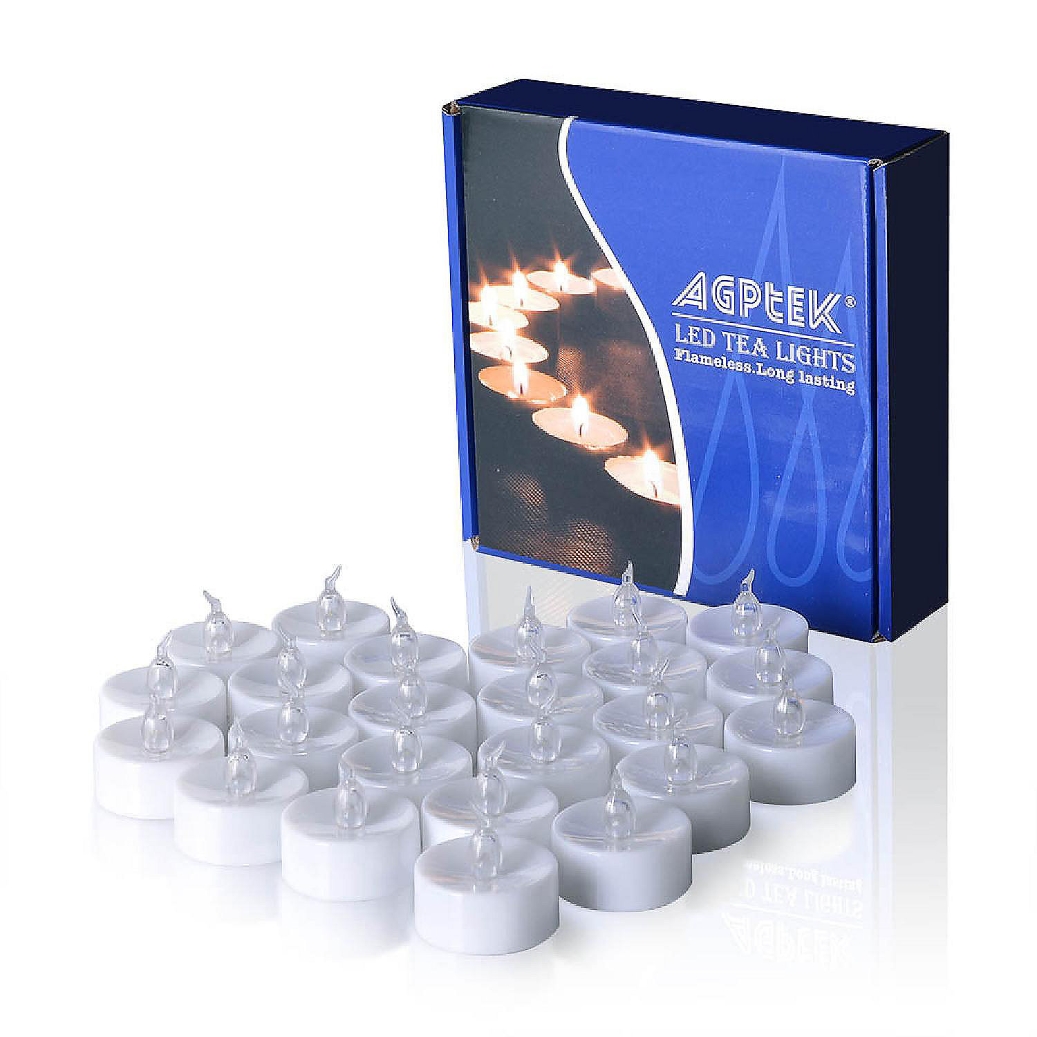 AGPtek 100pcs LED Flickering Candles Tea Lights Warm White Oriental