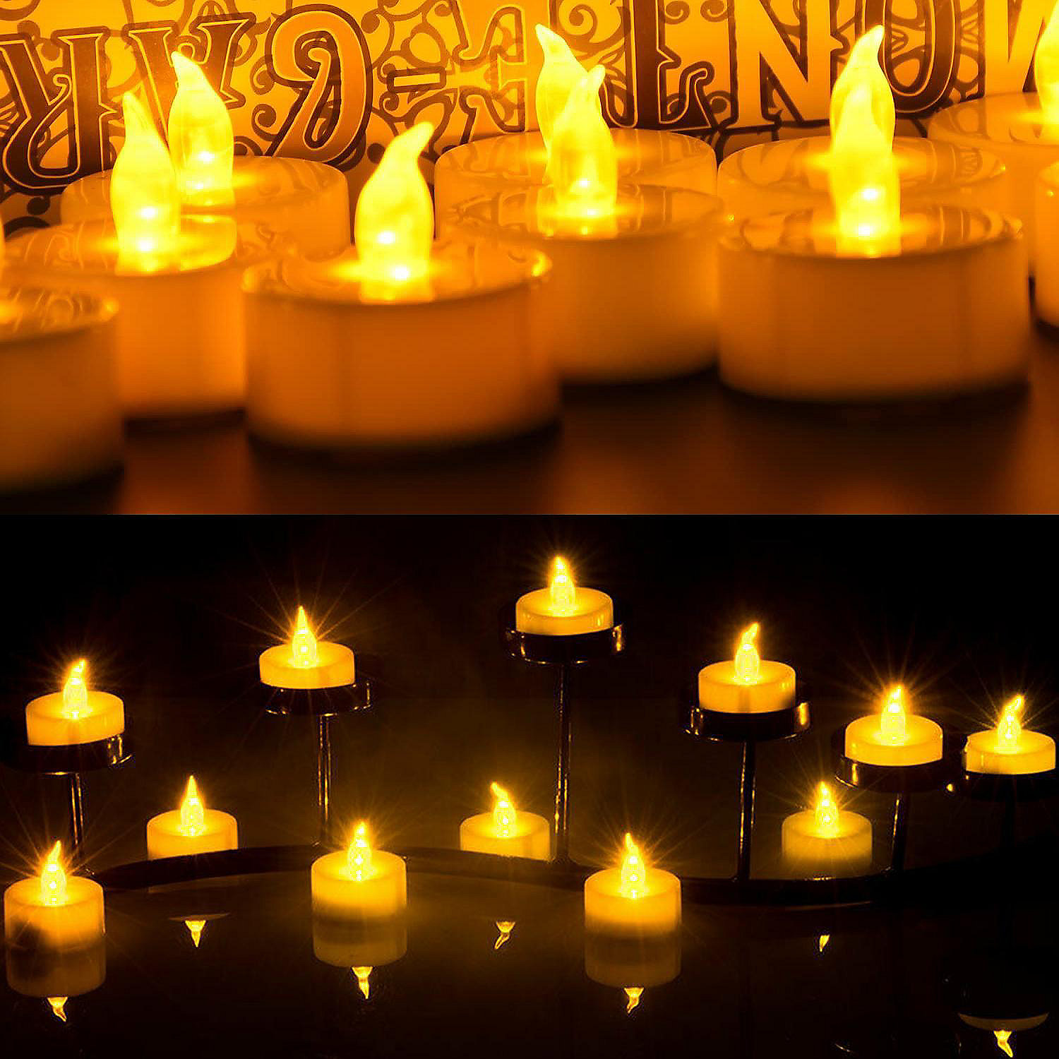 AGPtek 100pcs Yellow Flickering LED Candles Tea Lights Oriental Trading