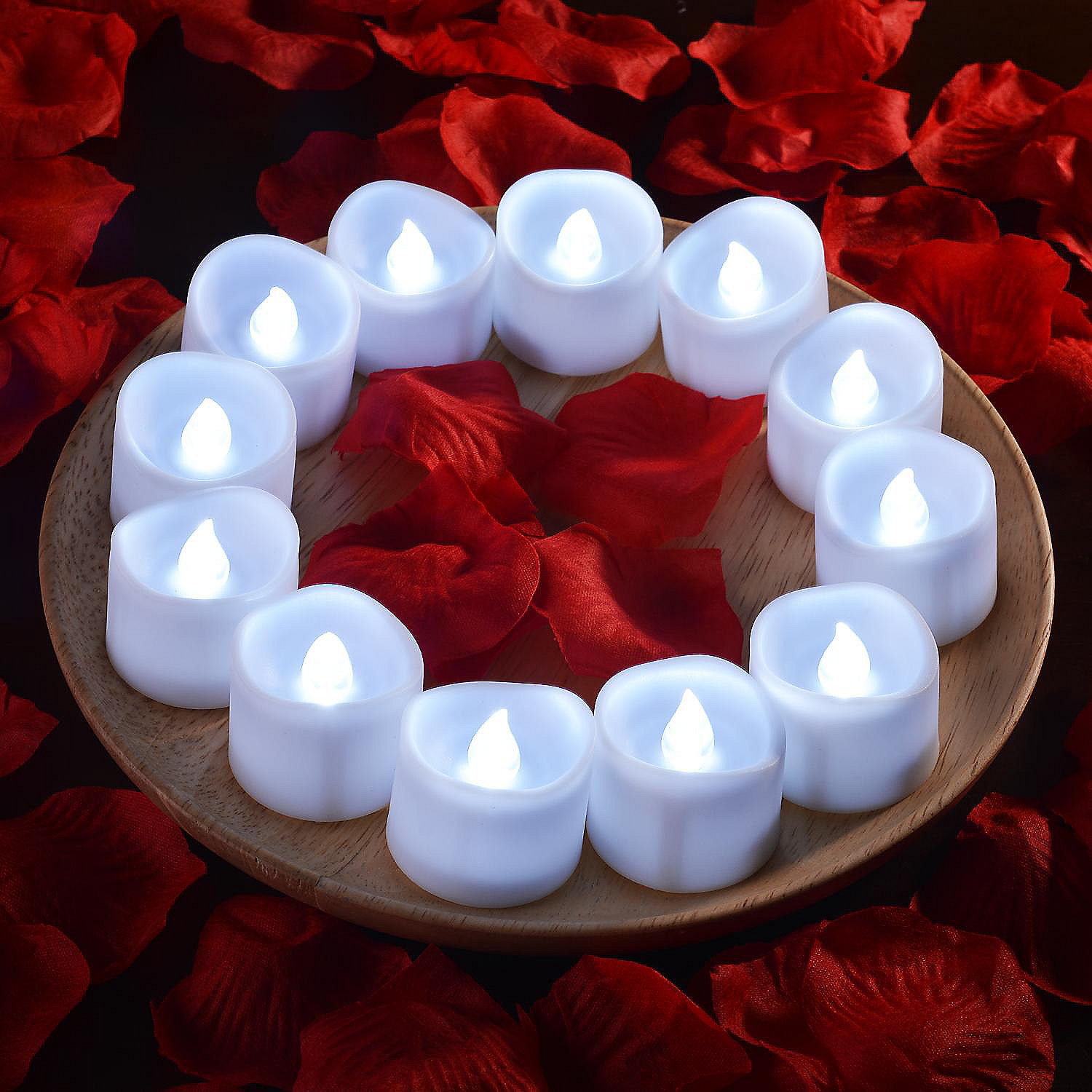 12pcs Flameless Flickering LED Candles Tea Light Battery Operated Cool White 