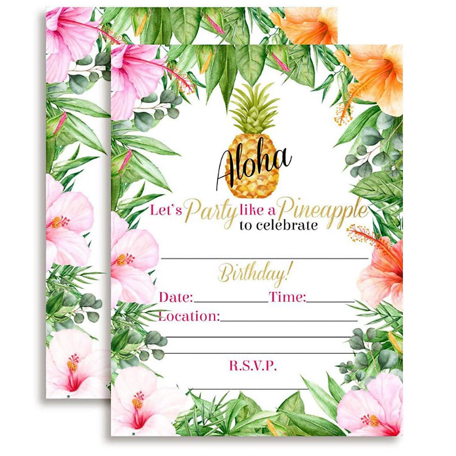Aloha Girl Birthday Party Invitations 40pc. by AmandaCreation | Oriental  Trading
