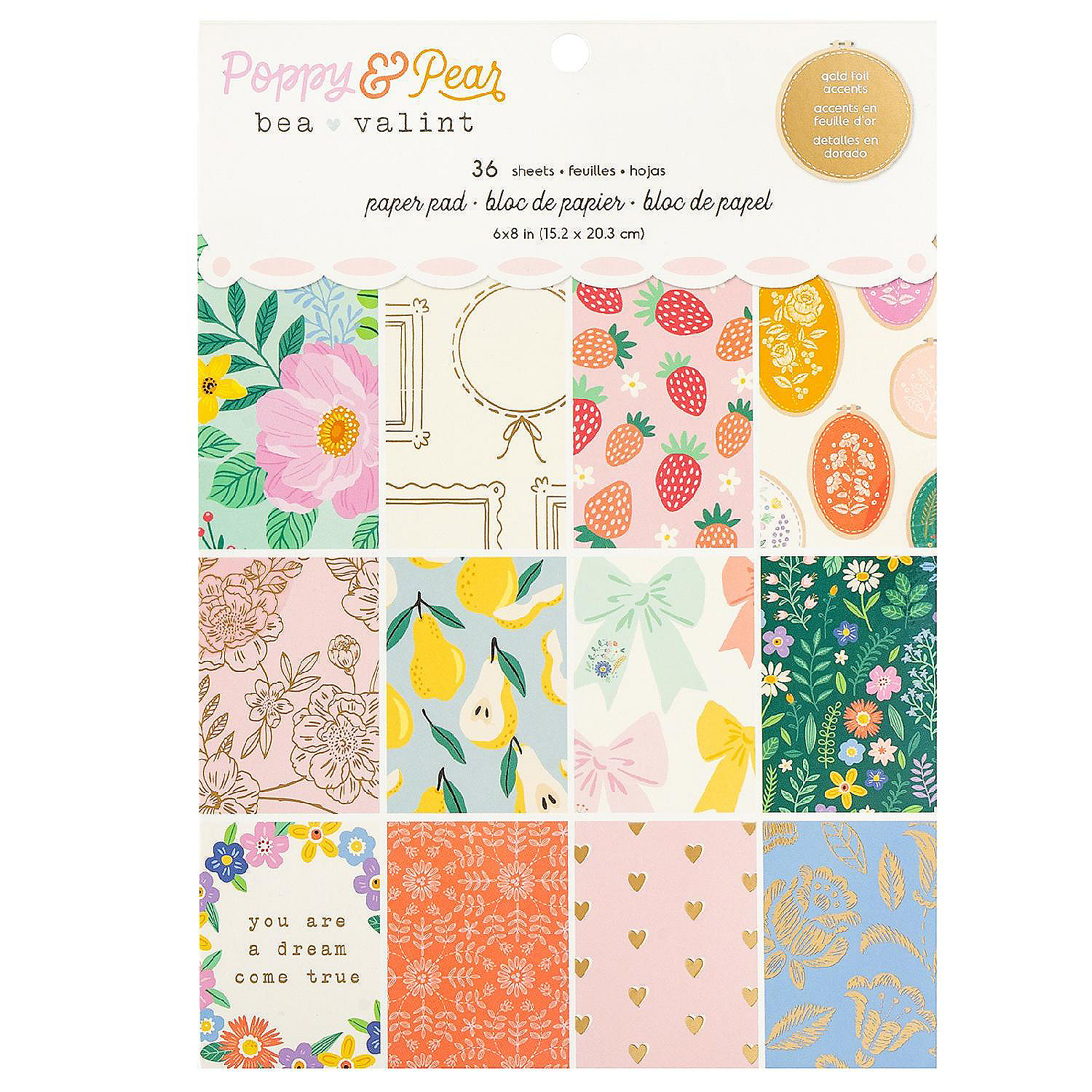 American Crafts SingleSided Paper Pad 6"X8" 36/PkgPoppy And Pear