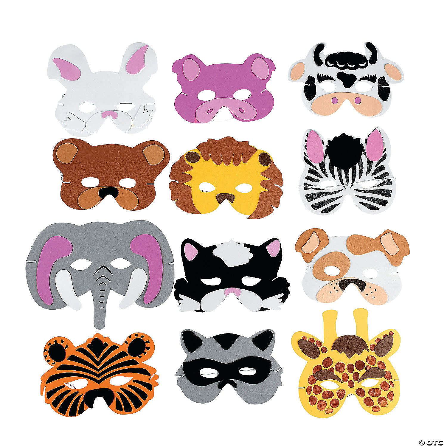 24 Foam Zoo Animal Kids Mask Assorted Party Favor Play Lion Tiger Bear Pig Cat 