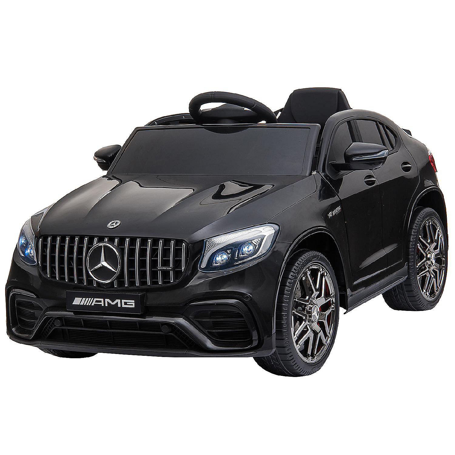 Aosom 12V Ride On Toy Car for Kids with Remote Control White 2 Speed Mercedes Benz AMG GLC63S Coupe with Music Electric Light 