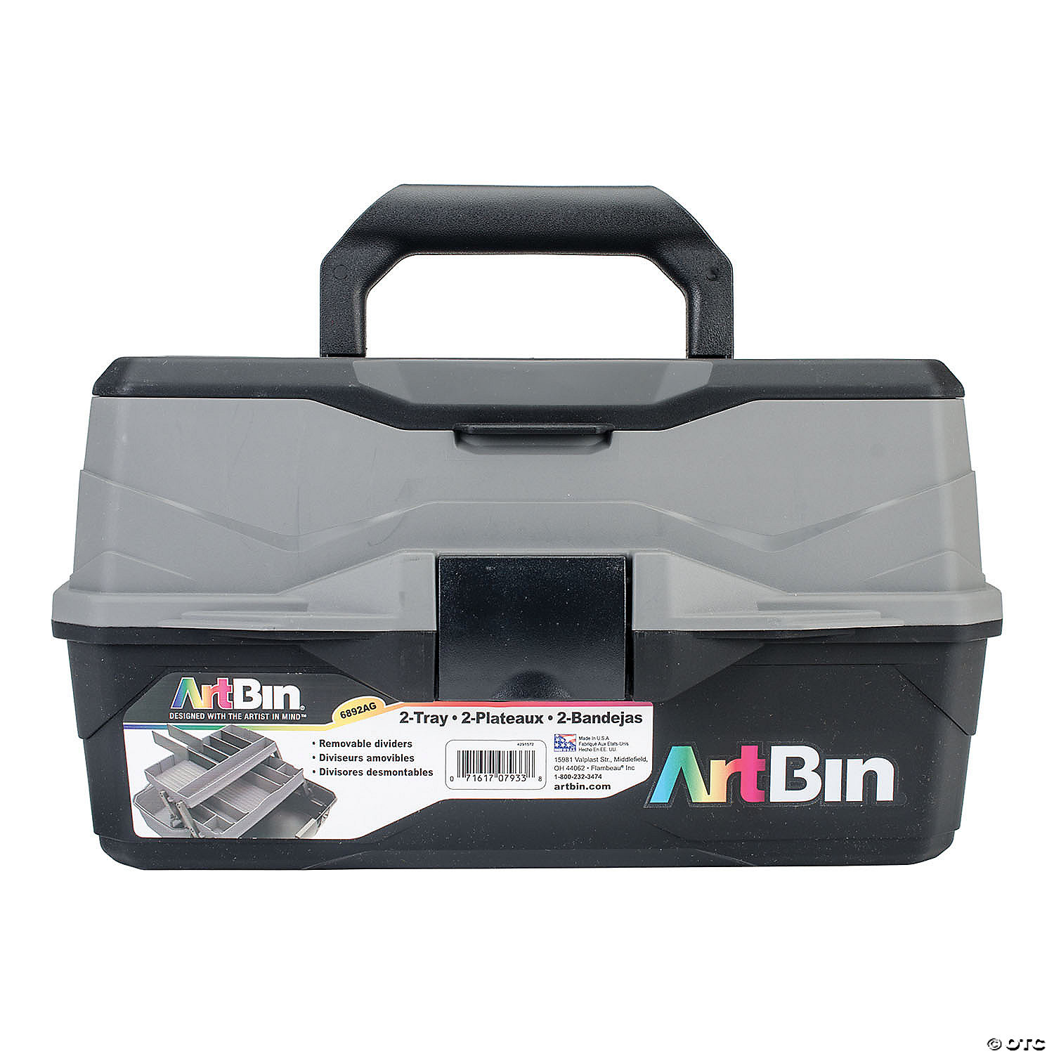 Gray/Black Portable Art and Craft Organizer with Lift-Up Trays Art Supply Box 1 Plastic Storage Case 