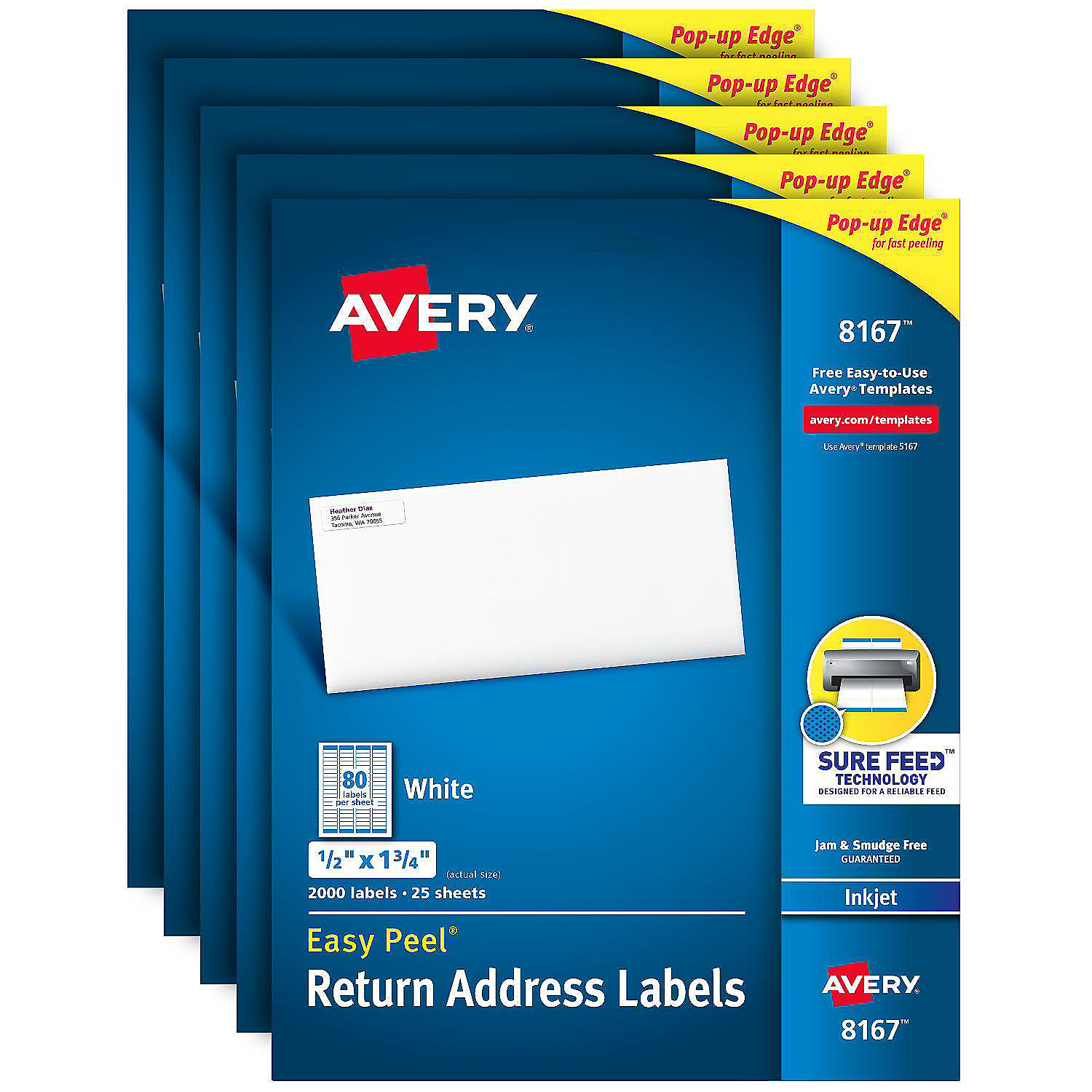 Avery Easy Peel Return Address Labels, Sure Feed Technology, Permanent