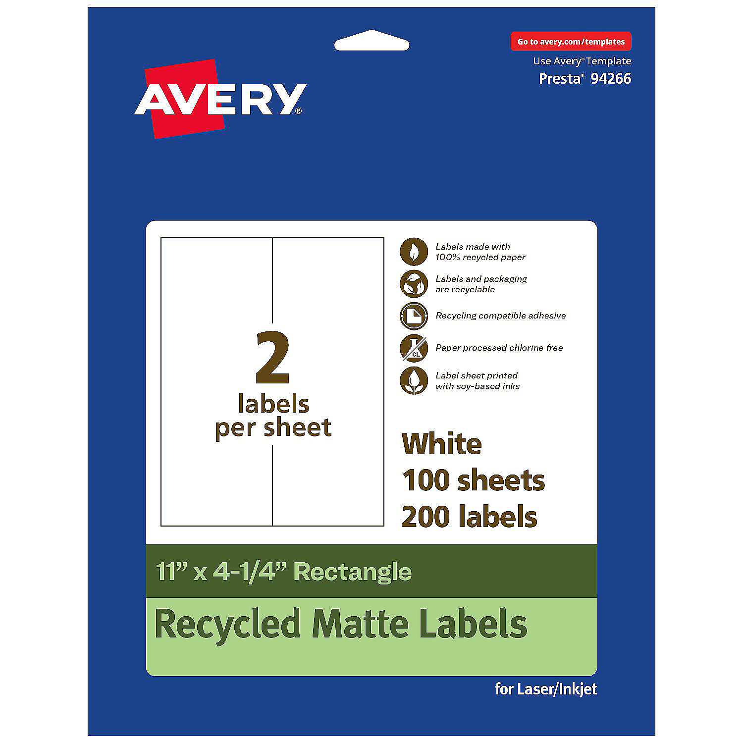 Avery EcoFriendly Rectangle Labels, 11