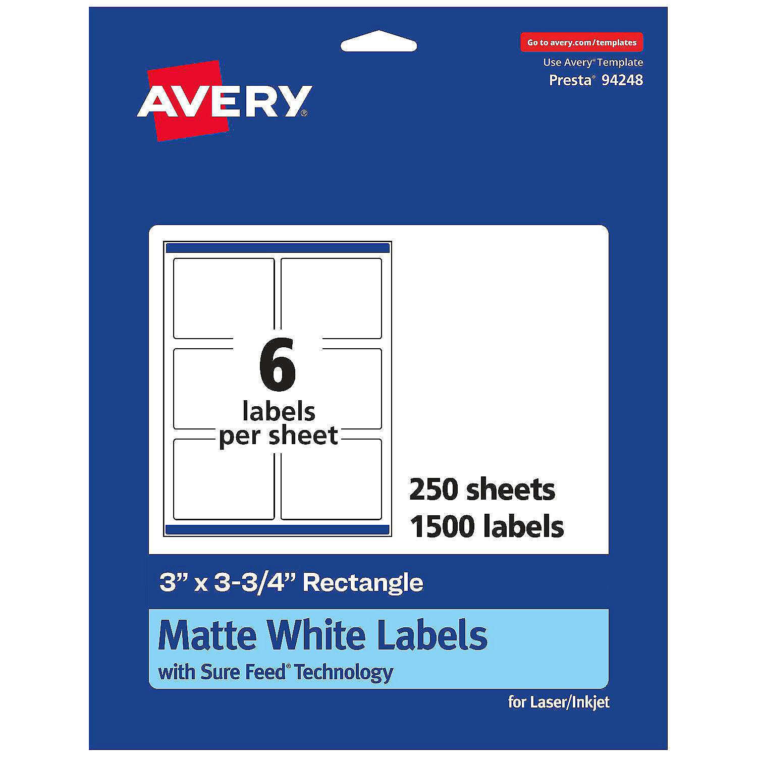 Avery Matte White Rectangle Labels, 3" x 3.75", 1,500 Labels | Oriental ...