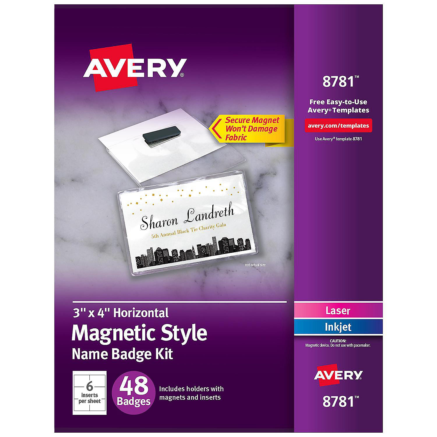 Avery Name Badges with 3" x 4", 48 Badges (8781) Oriental