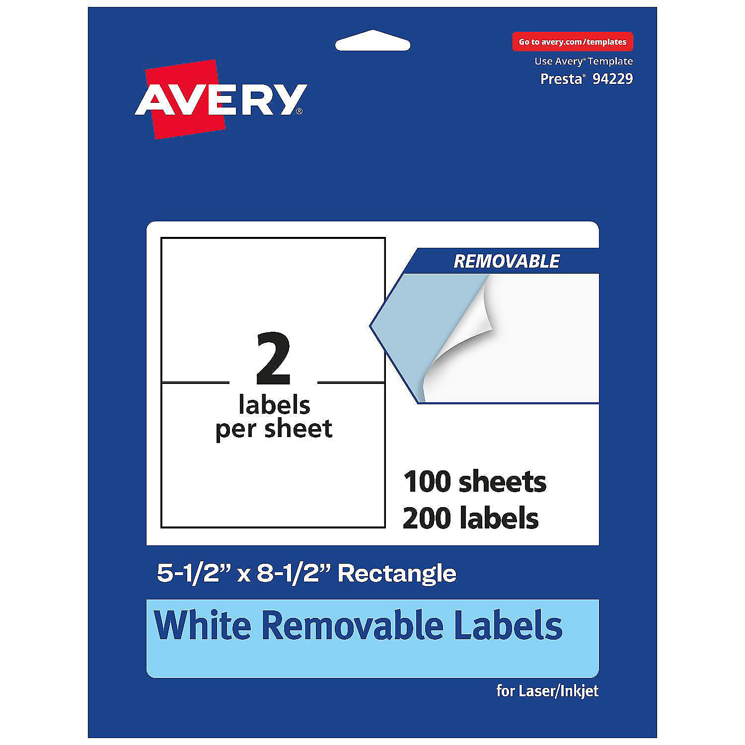 Avery Removable Rectangle Labels, 5.5" x 8.5", 200ct Oriental Trading