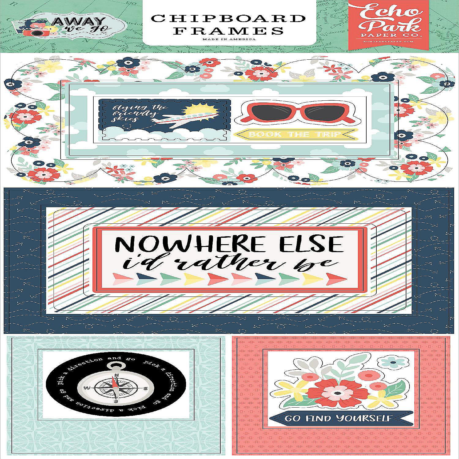 Away We Go Chipboard 6"X13"Frames Oriental Trading