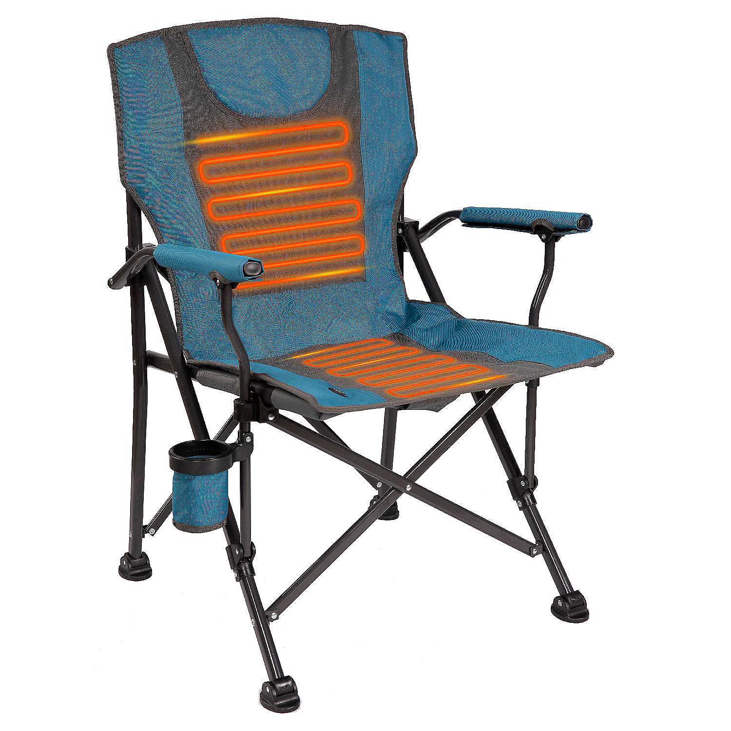 wetgeving gedragen Reflectie Backyard Expressions Luxury Heated Portable Camp Chair - Blue/Grey - Great  for Camping, Sports and the Beach
