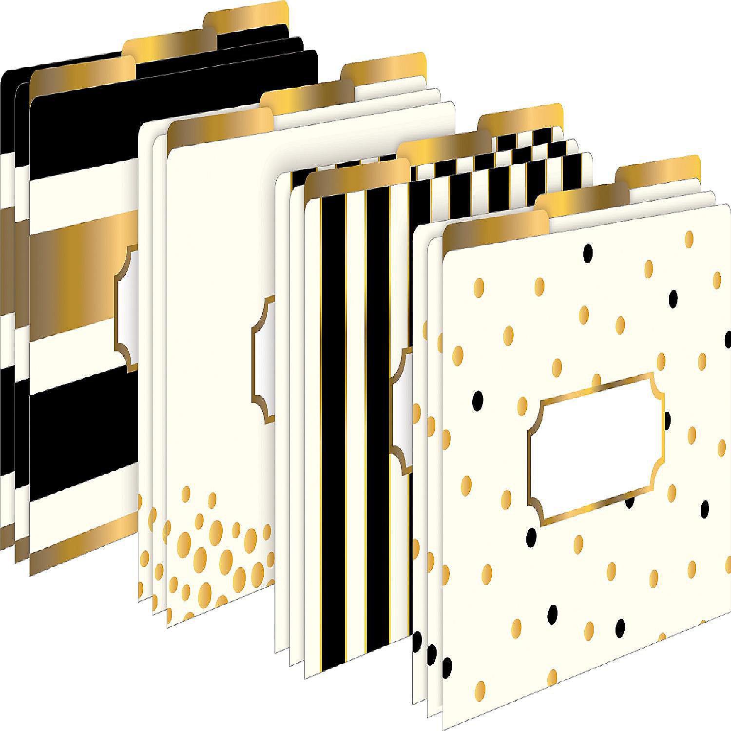 Barker Creek Gold 14pt LetterSize File Folders, MultiDesign Set, 12