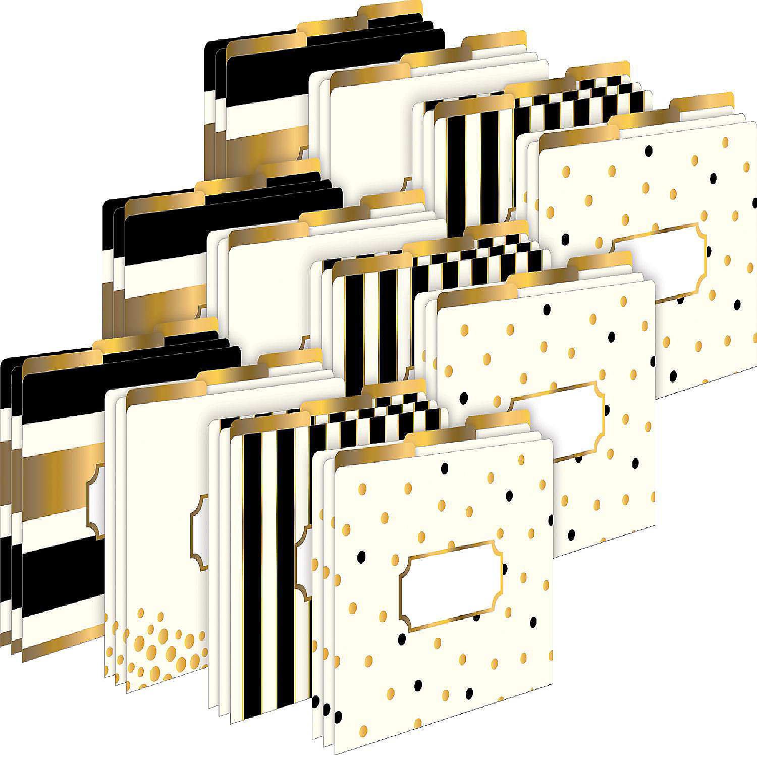 Barker Creek Gold 14pt LetterSize File Folders, MultiDesign Set, 36