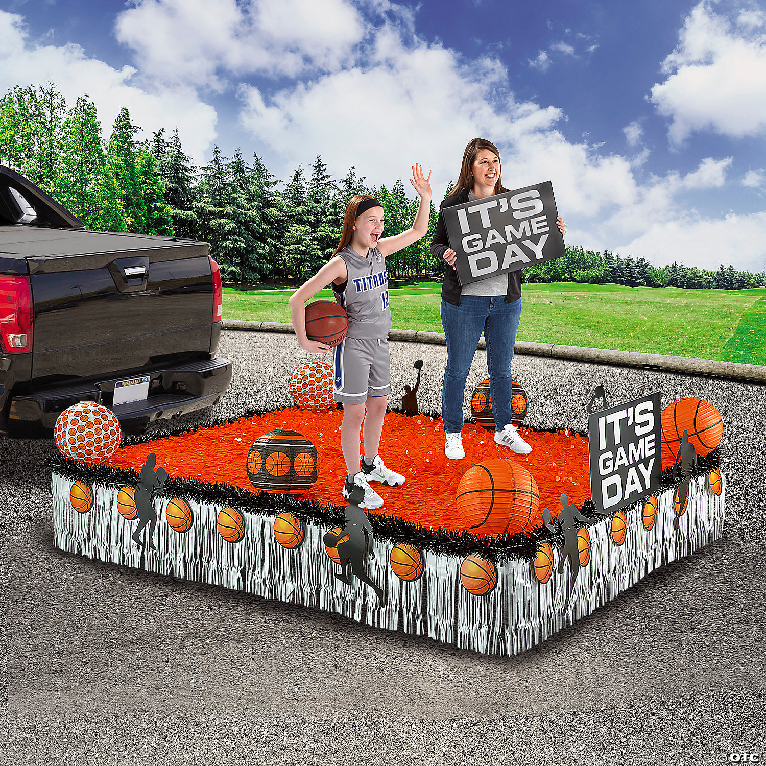 Basketball Orange, Black & White Parade Float Decorating Kit - 24 Pc.