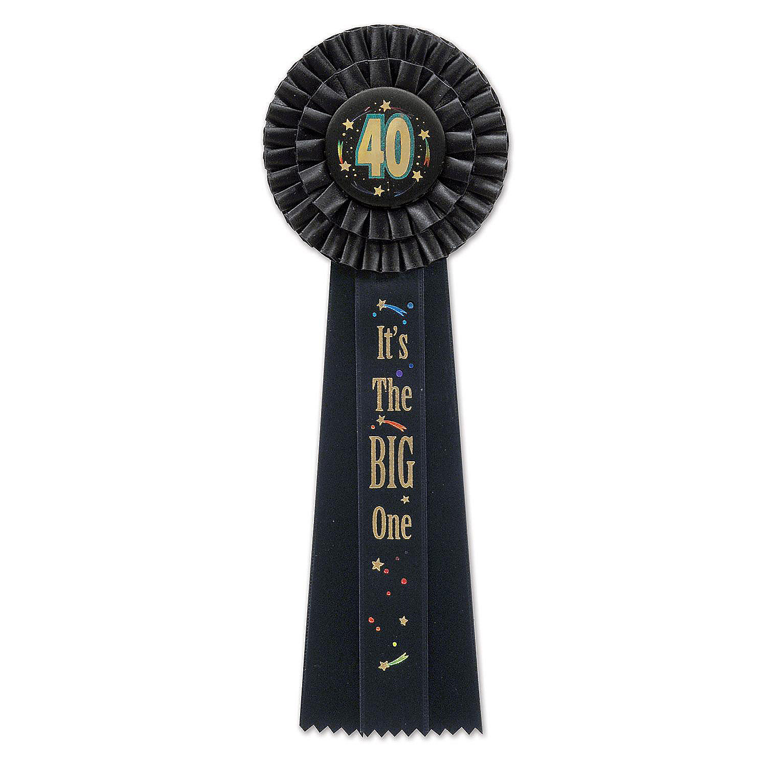 Beistle Stoffrosette „40 It’s The Big One“ – Schwarz-mehrfarbig – Für Geburtstage & Jubiläen