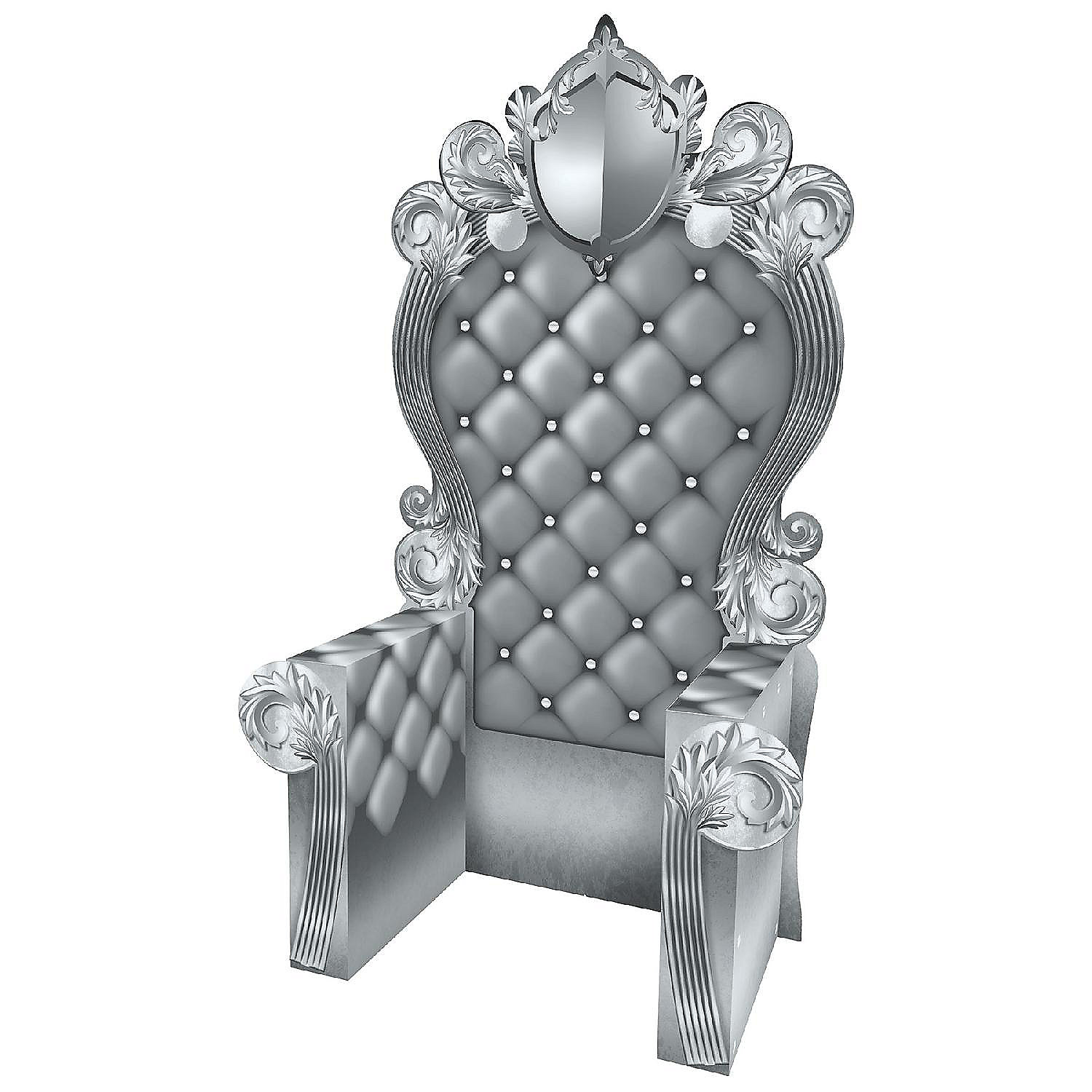 Beistle 7' 1¾" x 3' 9¼" Silver 3D Prom Throne Prop 4 Pack