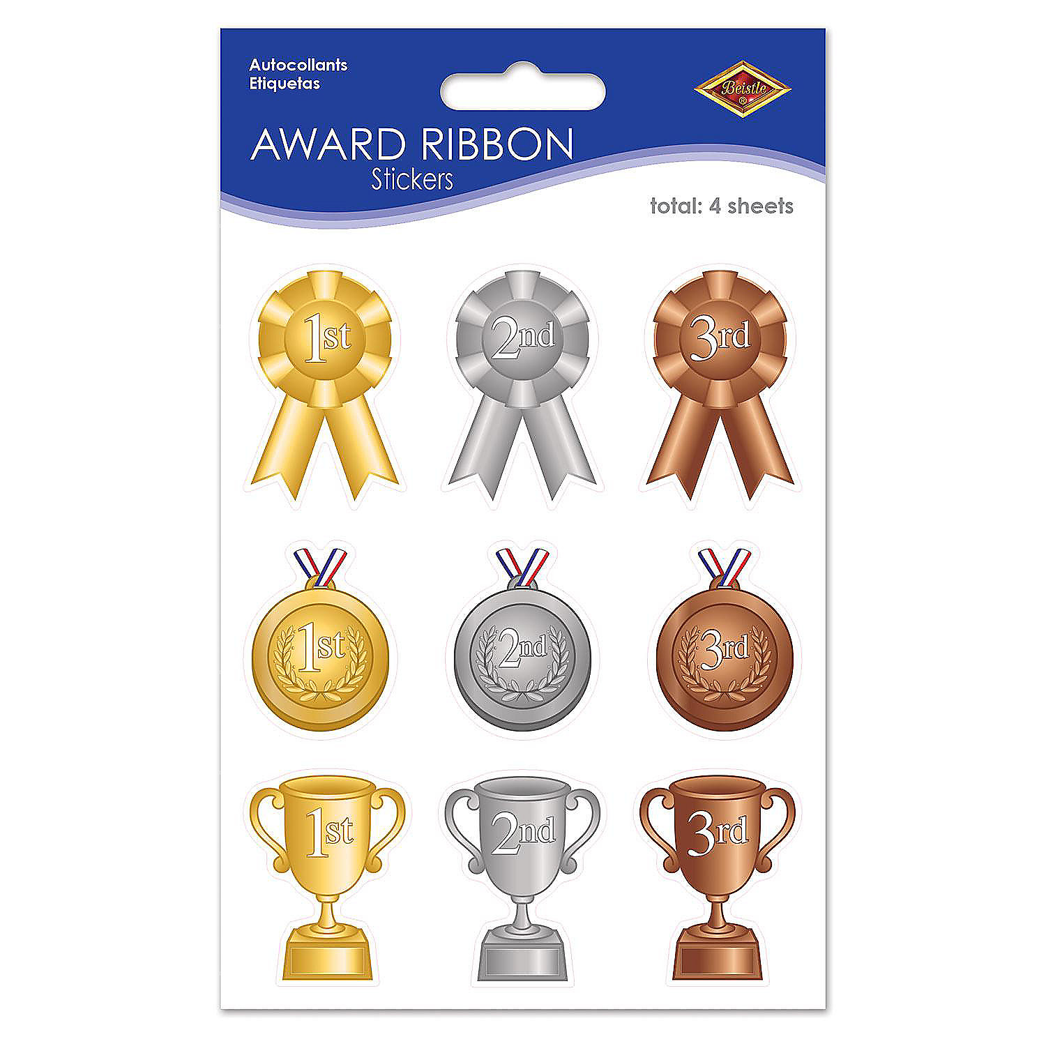 Beistle Award Ribbon Stickers 12 Pack