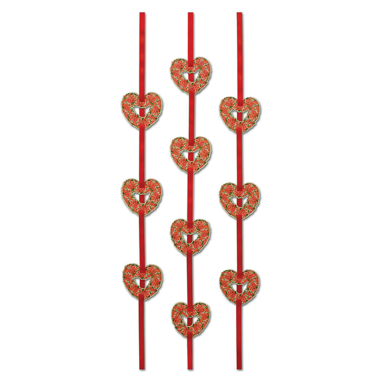 Beistle - Heart Ribbon Stringers - Red - 12 Pack