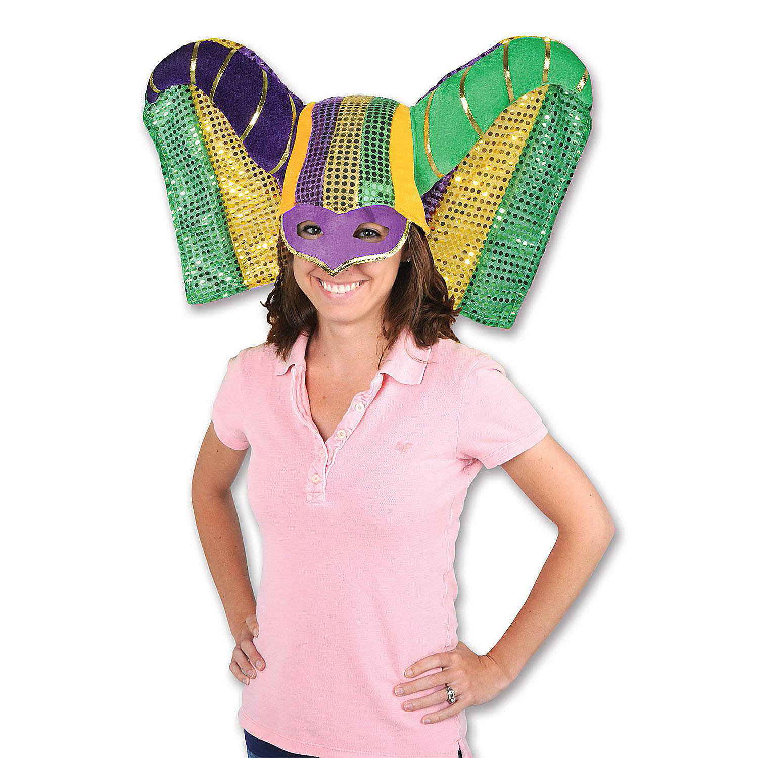 Beistle Masked Mardi Gras Hat w/Sequined Drape 6 Pack Oriental