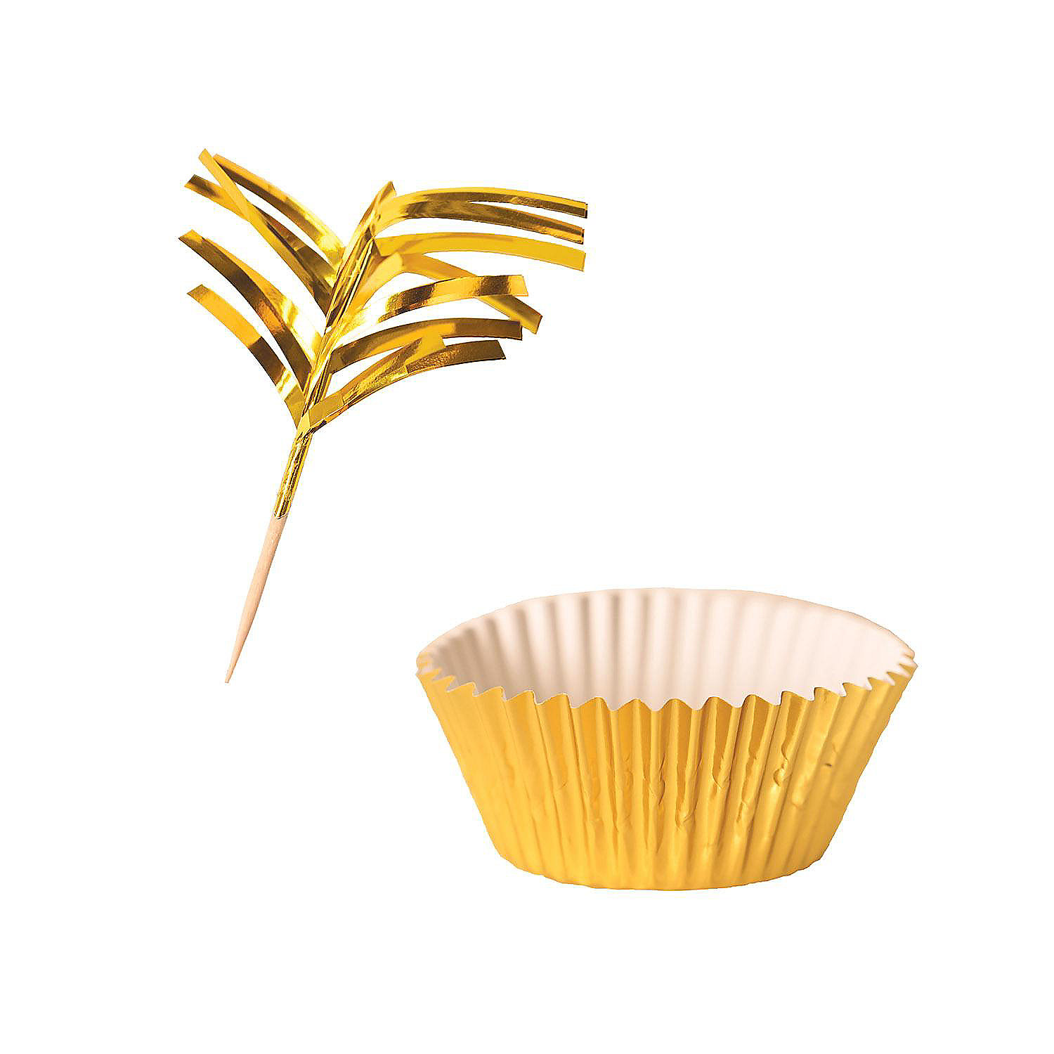 Beistle Metallic Cupcake Liners & Picks Golden 6 Pack Oriental