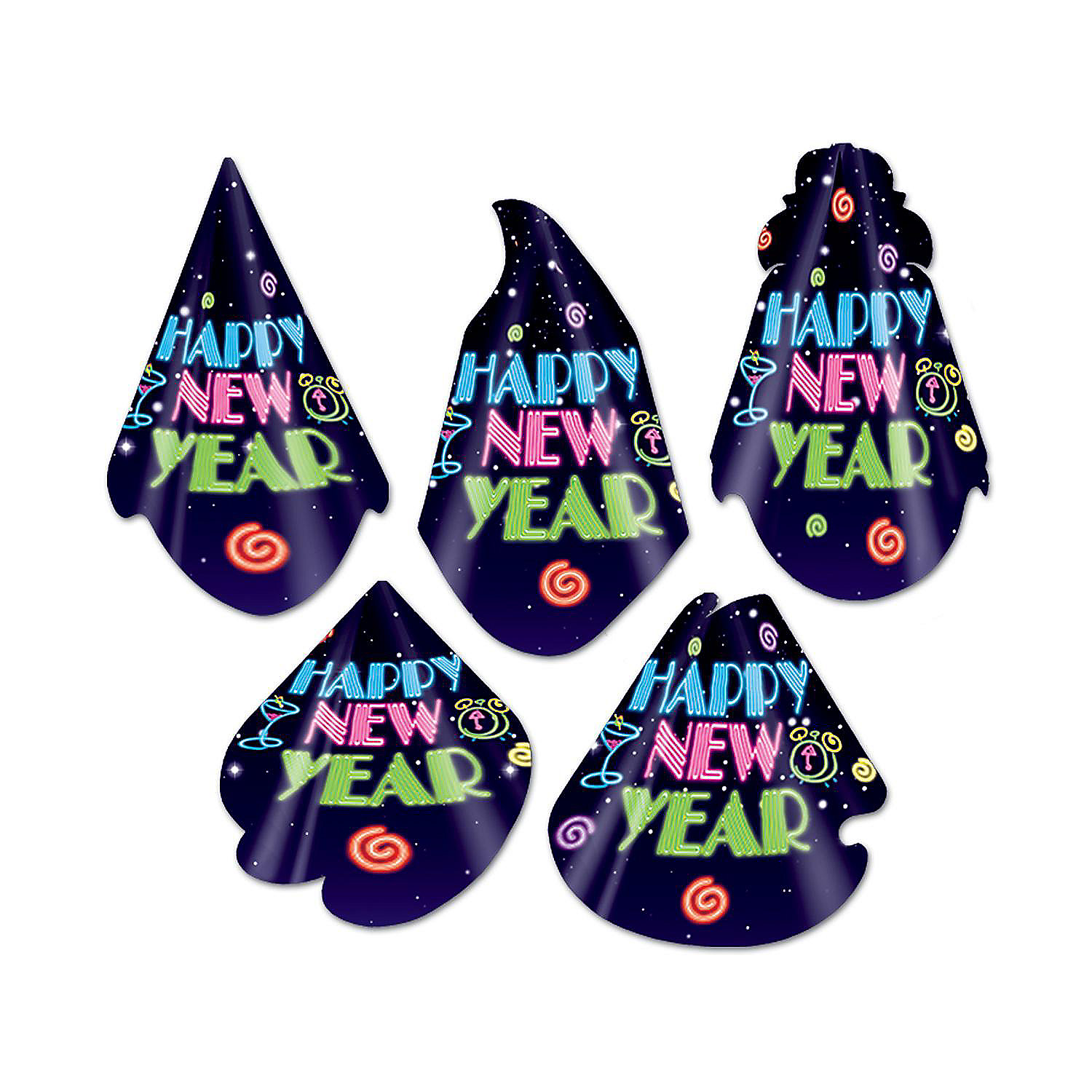 Beistle Neon Midnight New Year's Eve Hat Assortment 50 Pack