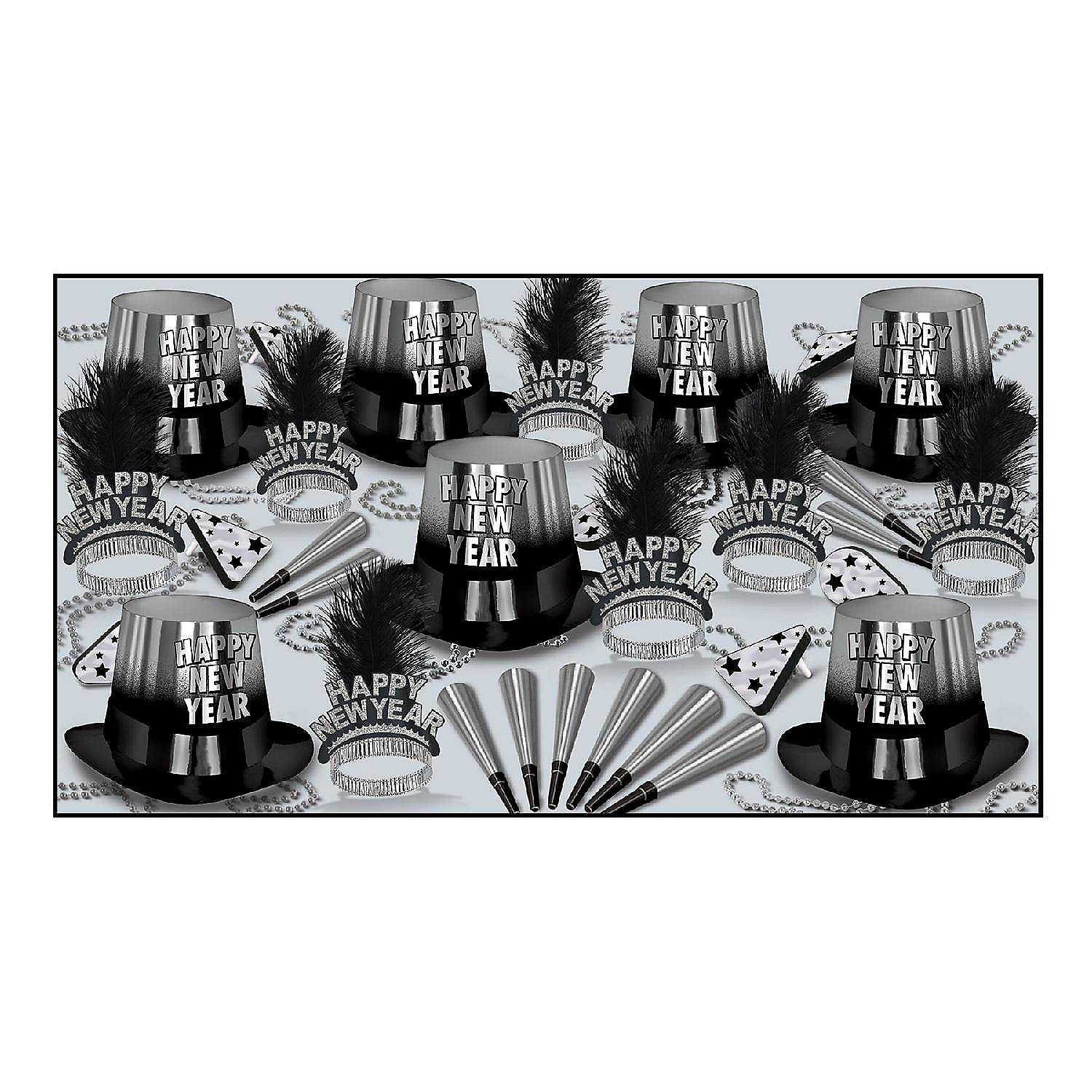 Beistle 88449 – Assortimento Party Platinum Per 50 Persone – Cappelli, Corna, Sturalegge E Trombetta
