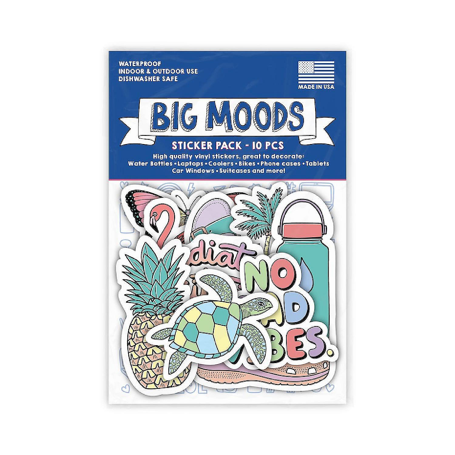 Big Moods Aesthetic Sticker Pack 10pc | Oriental Trading