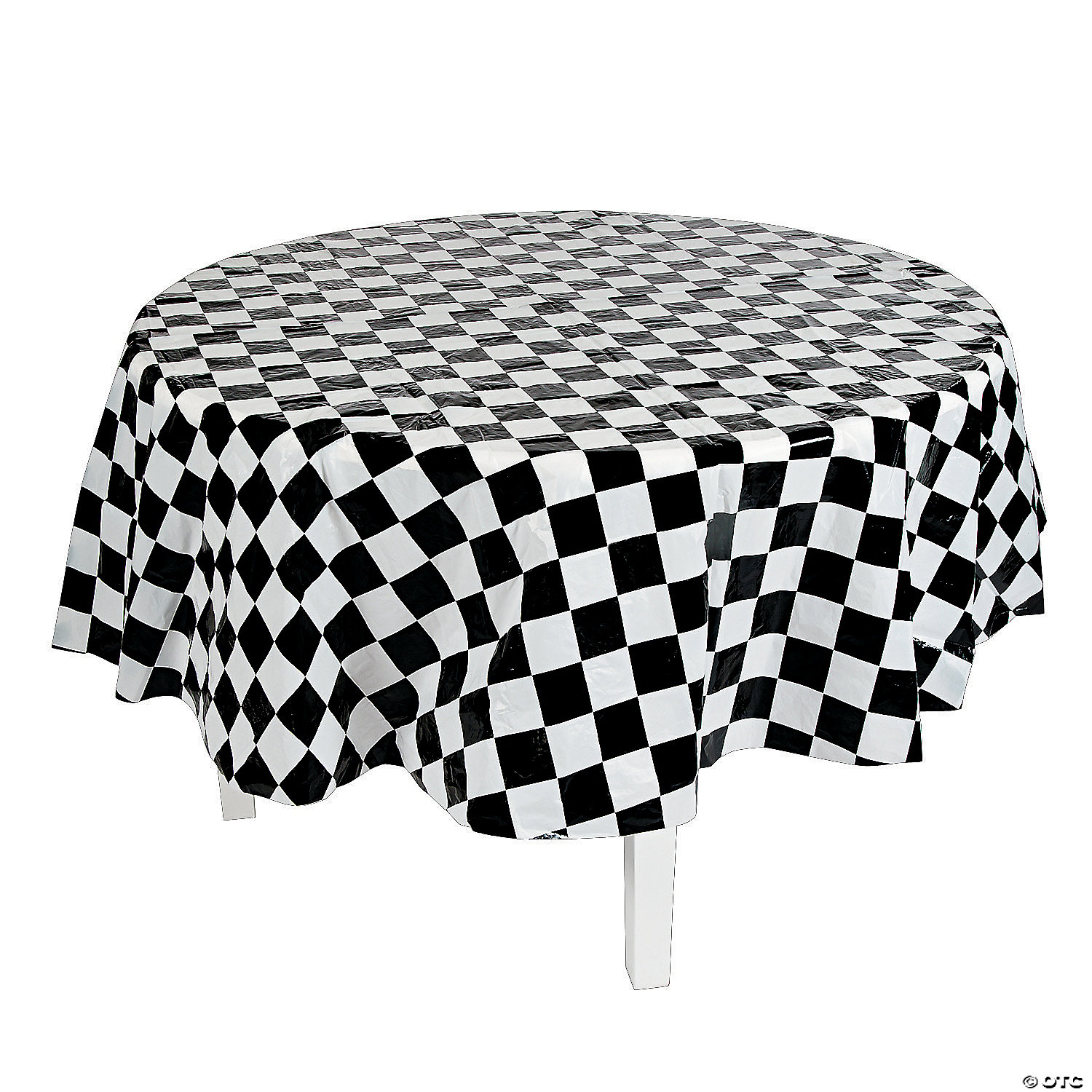 Black White Checd Round Plastic, 60 Inch Round Tablecloth Plastic