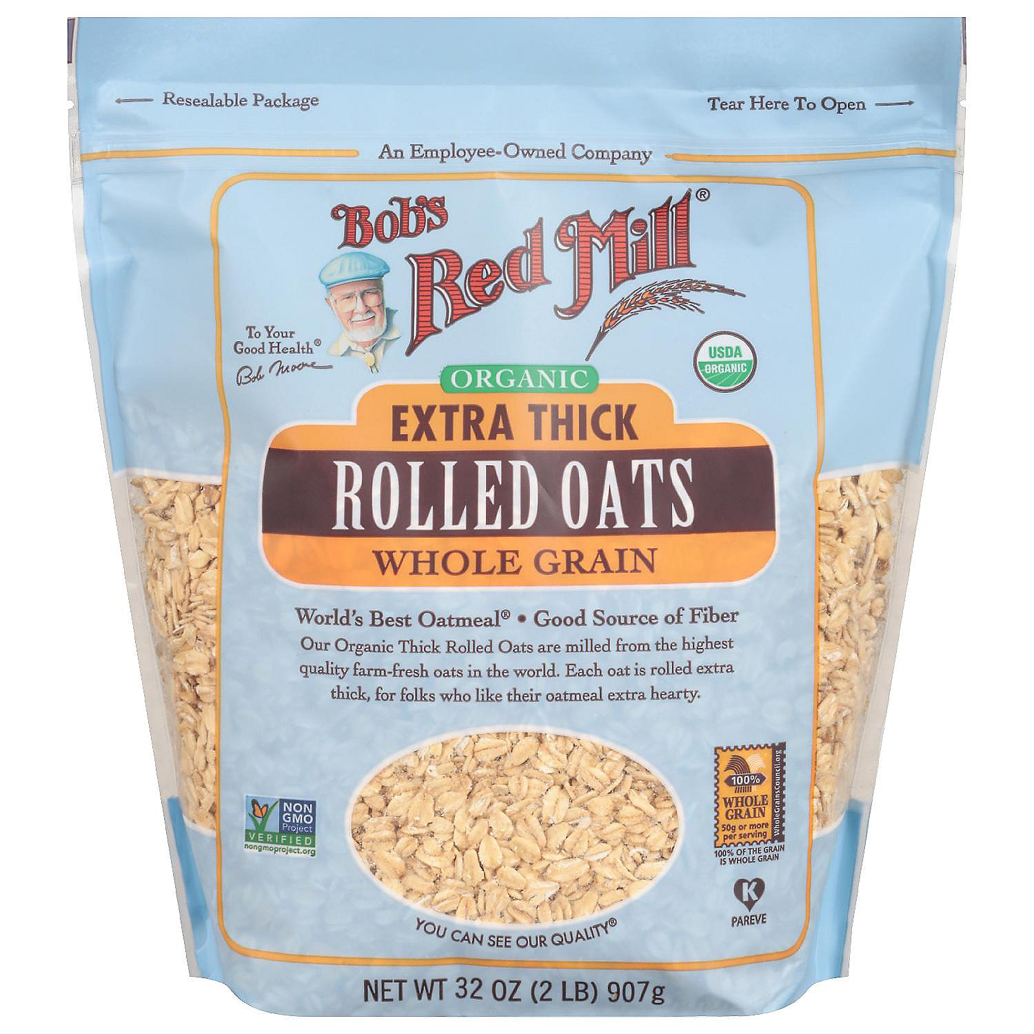 Bobs Red Mill Oats Rolled Extra Thick Org 32 oz (Pack of 4) | Oriental ...