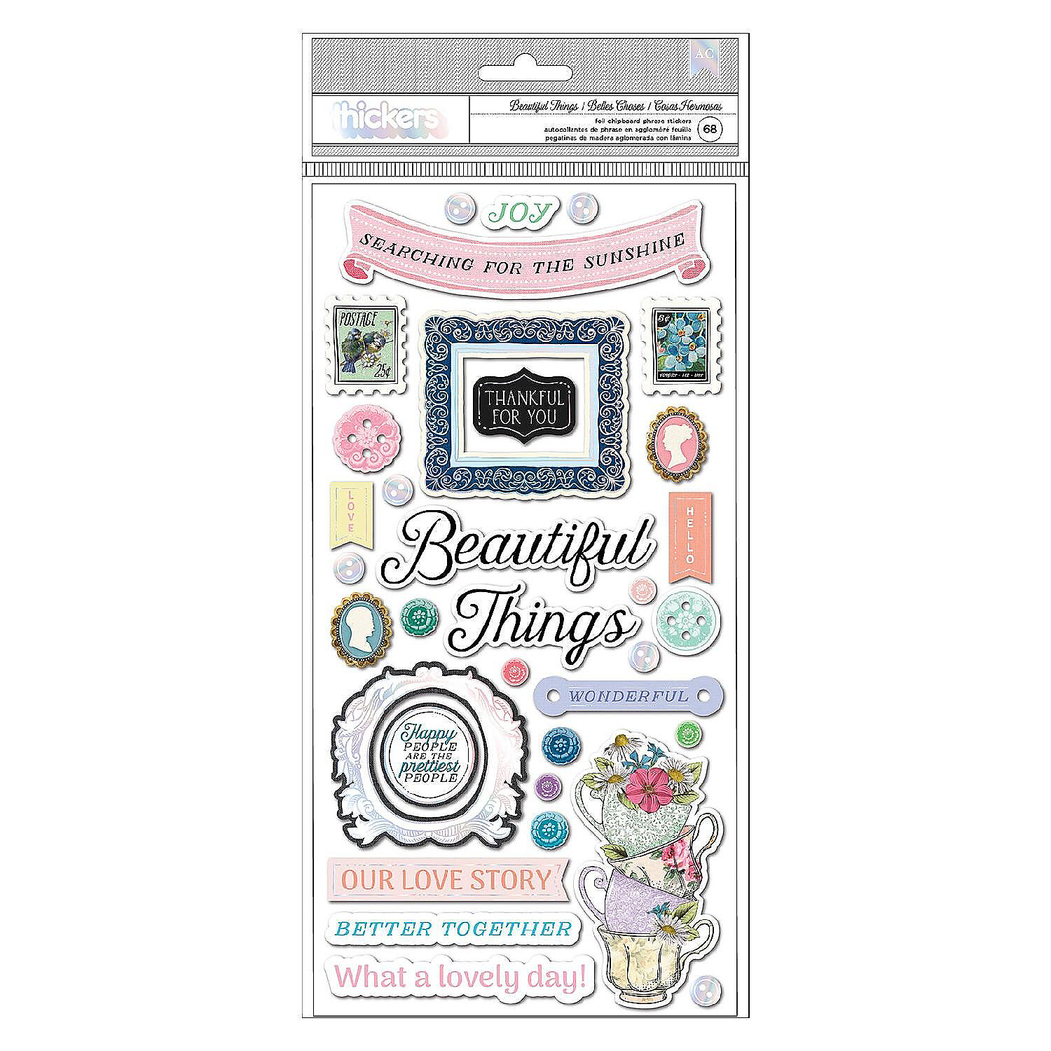 BoBunny Brighton Thickers Stickers 68/PkgBeautiful Things Phrase