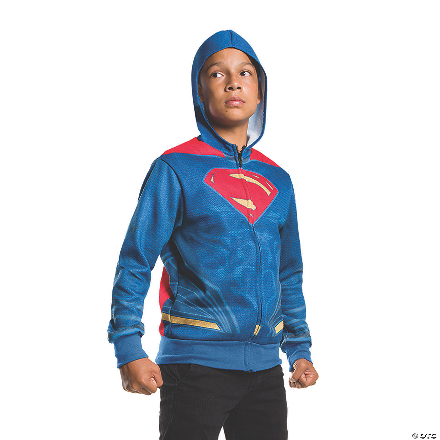 LICENSED SUPERMAN SUPERHERO ADULT MENS COSTUME HOODIE JUMPER COSTUME 