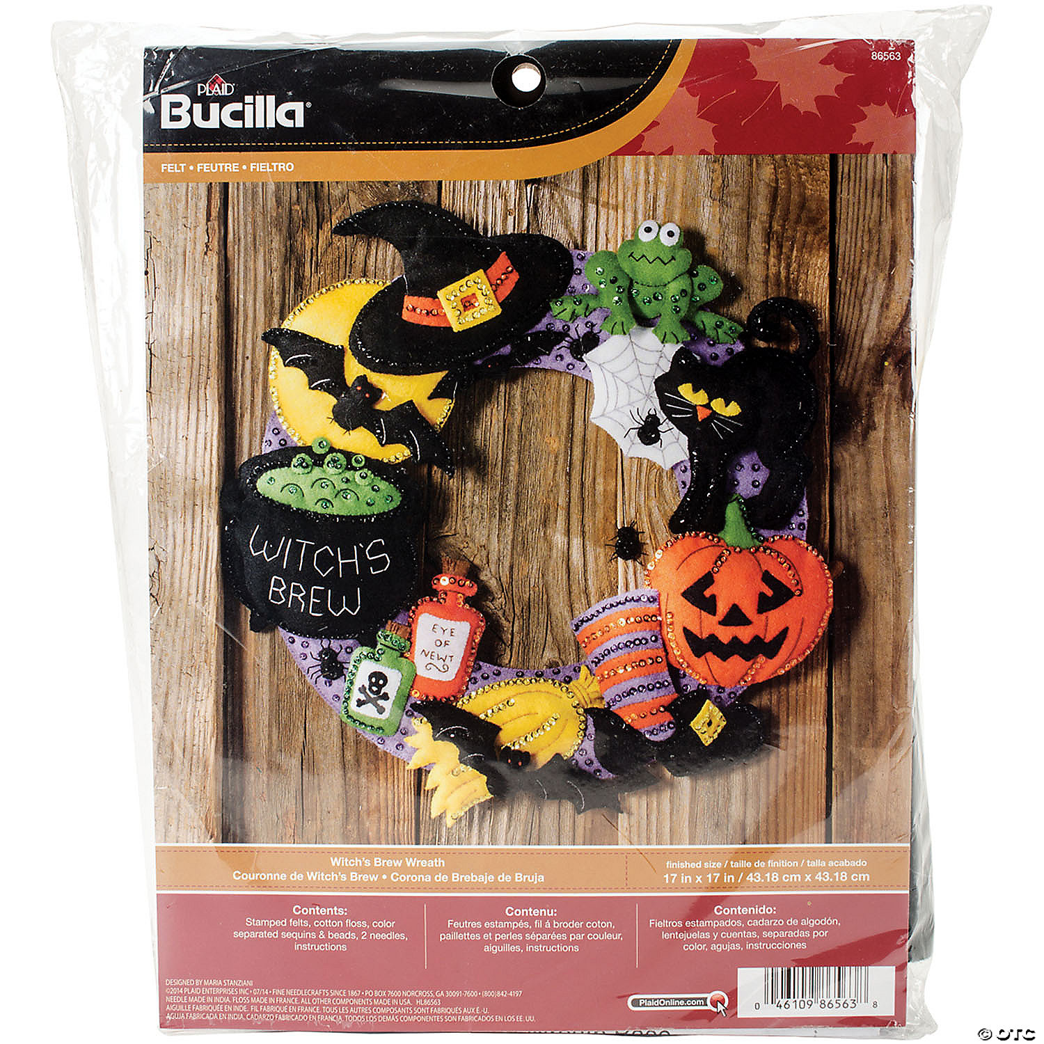 Bucilla Felt Applique Ornaments Kit Set Of 4, Halloween Squad