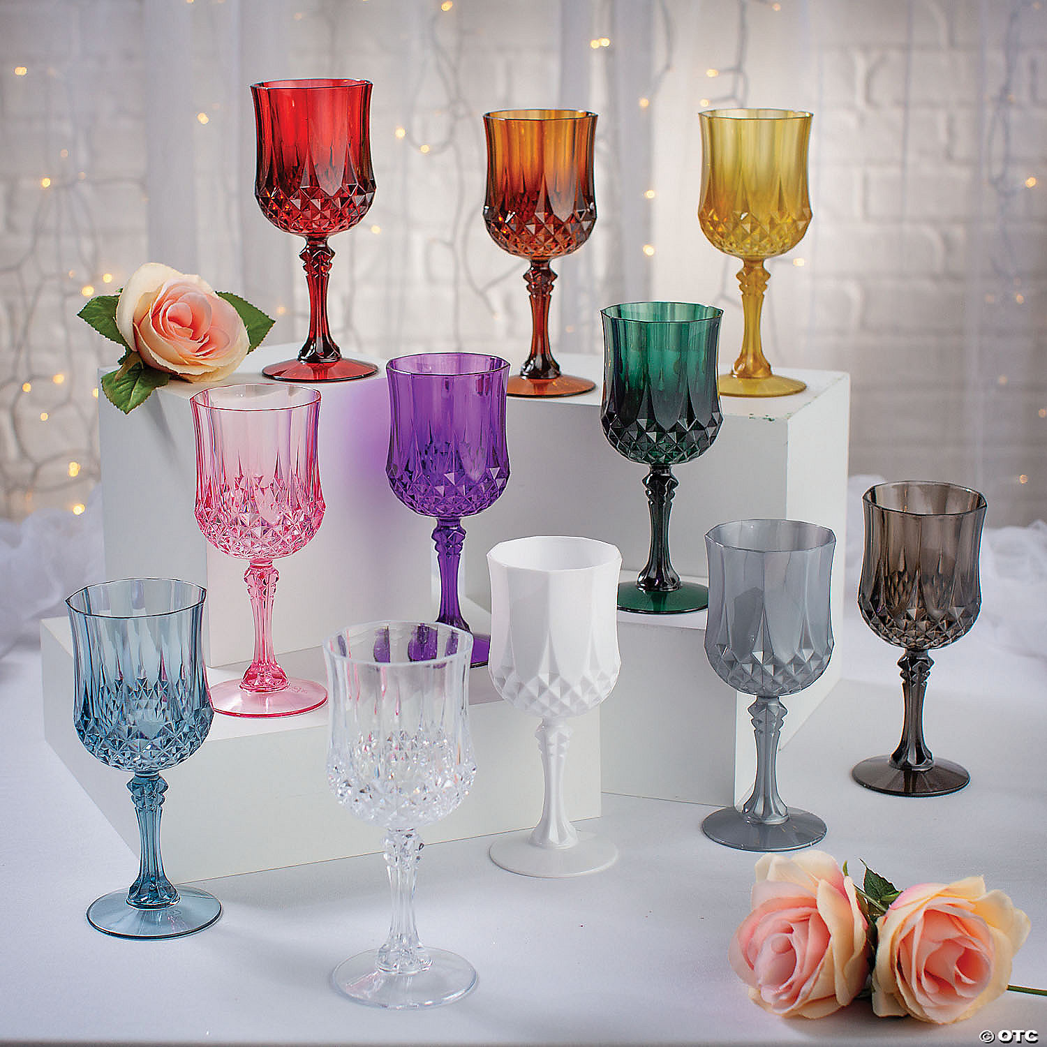 Bulk 48 Ct. Patterned Plastic Wine Glasses | Oriental Trading