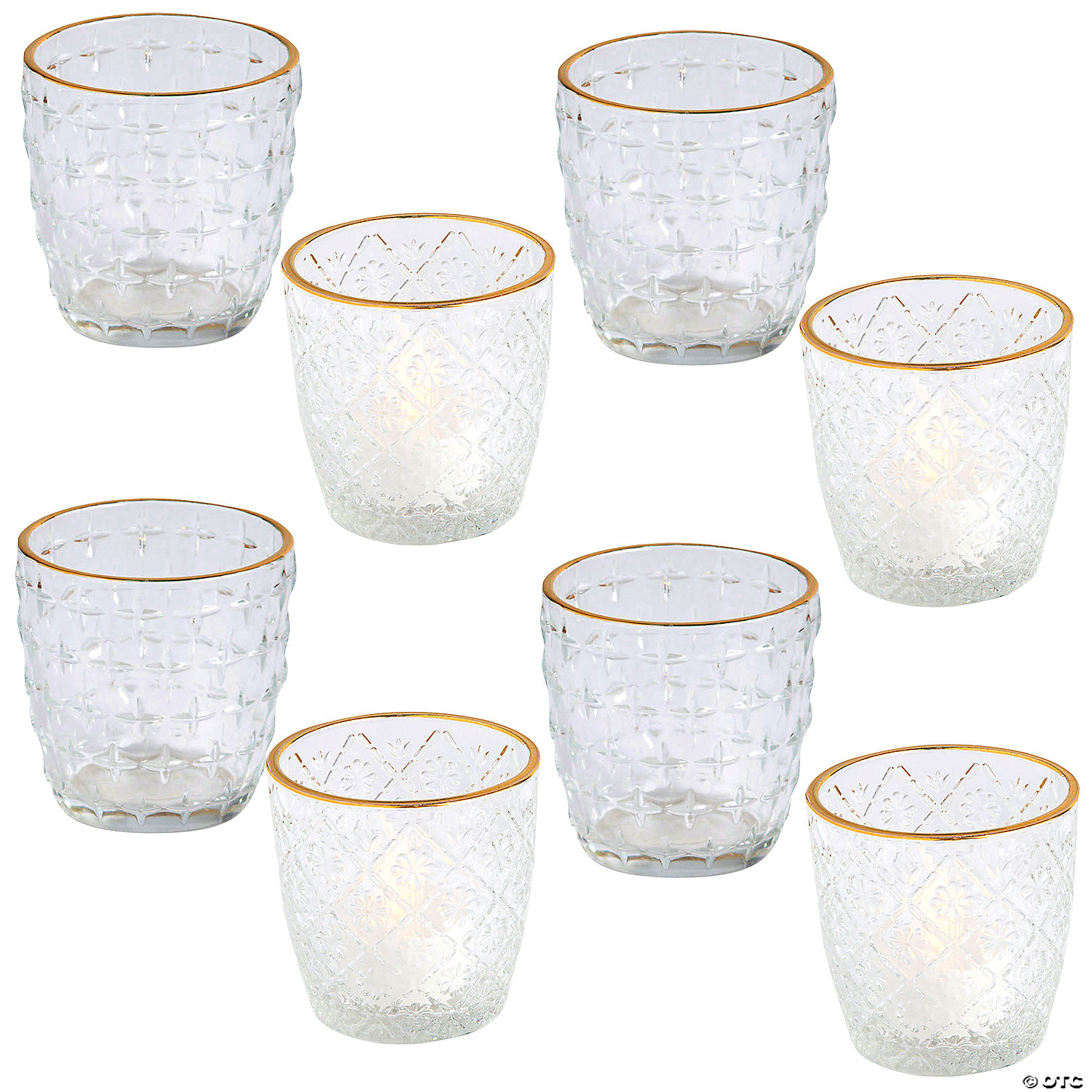 Bulk 48 Pc. Clear Gold Trim Votive Holders Oriental Trading