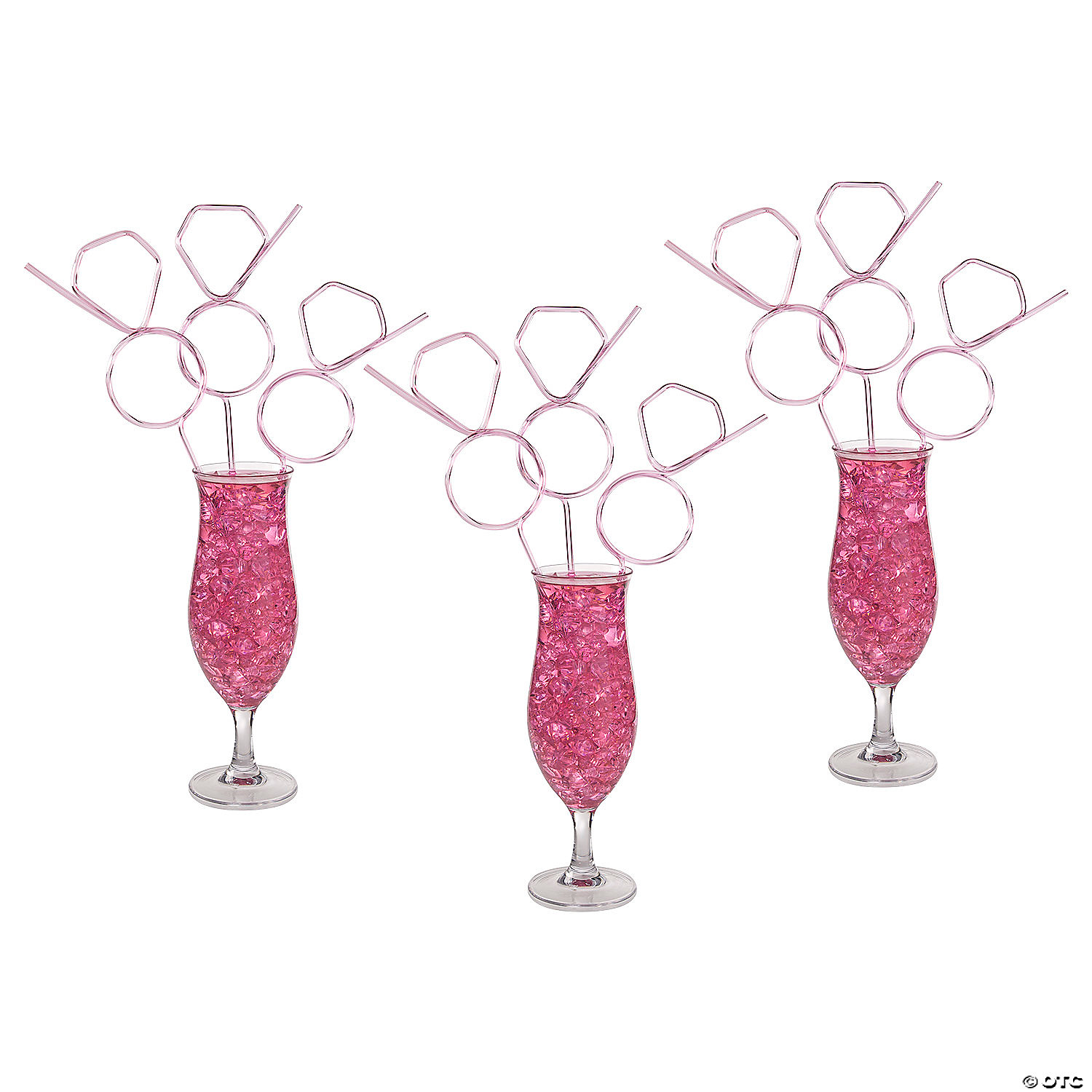 Bulk 48 Pc. Pink Diamond Ring Silly Straws Oriental Trading