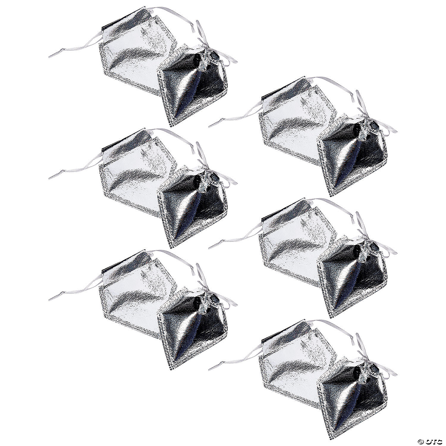 Bulk 48 Pc. Silver Metallic Drawstring Favor Bags Oriental Trading