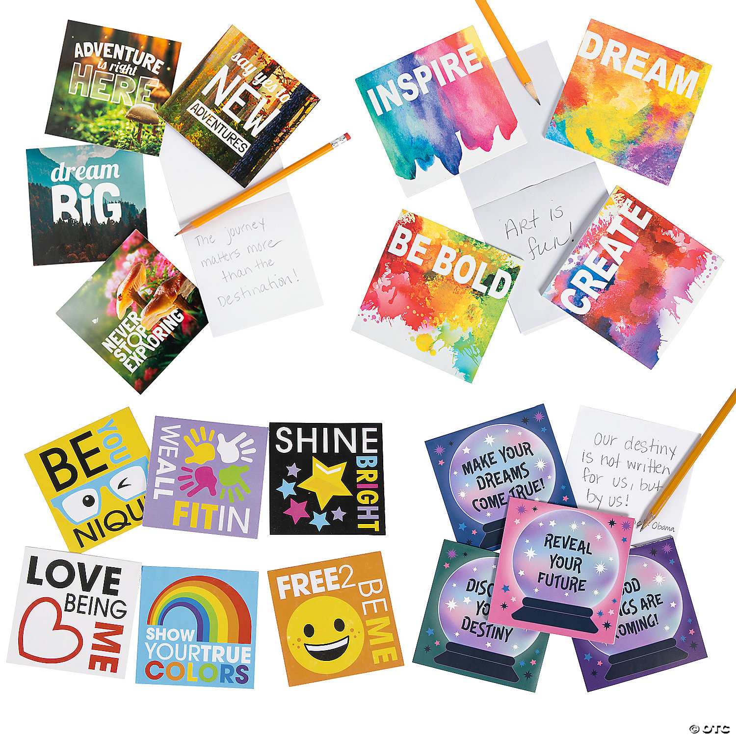Bulk 96 Pc. Motivational Multicolor Paper Notepad Assortment Oriental