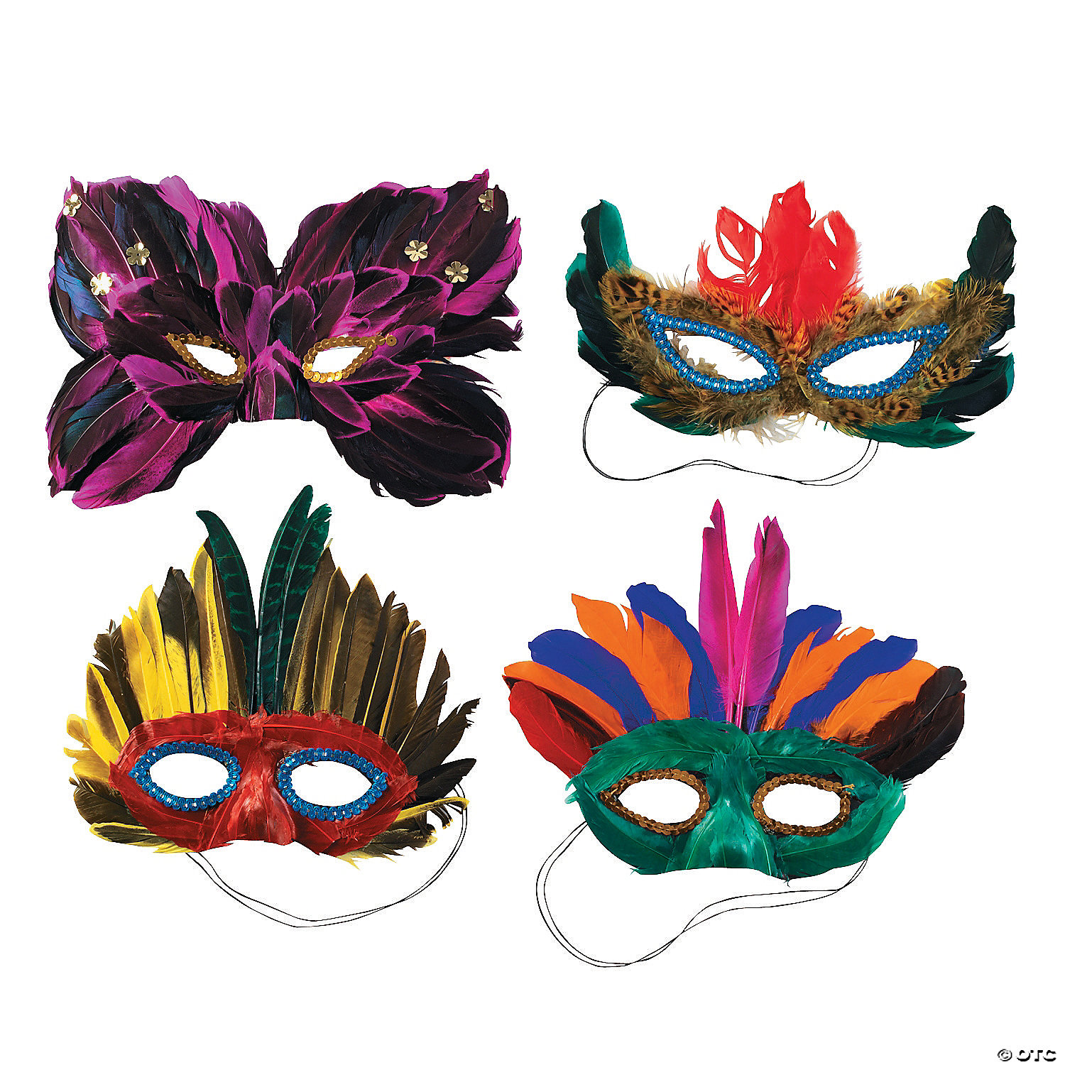 BEAUTIFUL SEQUIN & FEATHER MASKS ON STICK MARDI GRAS CHOICE OF 3 COLORS 
