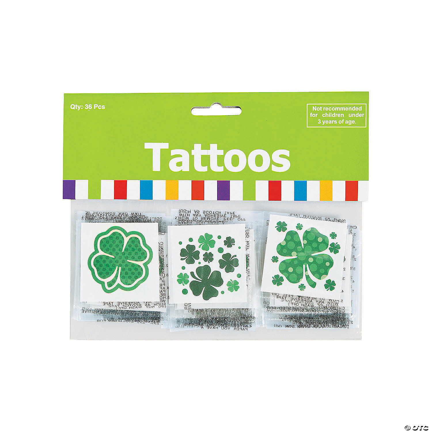 Bulk St. Patrick's Day Four-Leaf Clover Patterned Tattoos | Fun Express