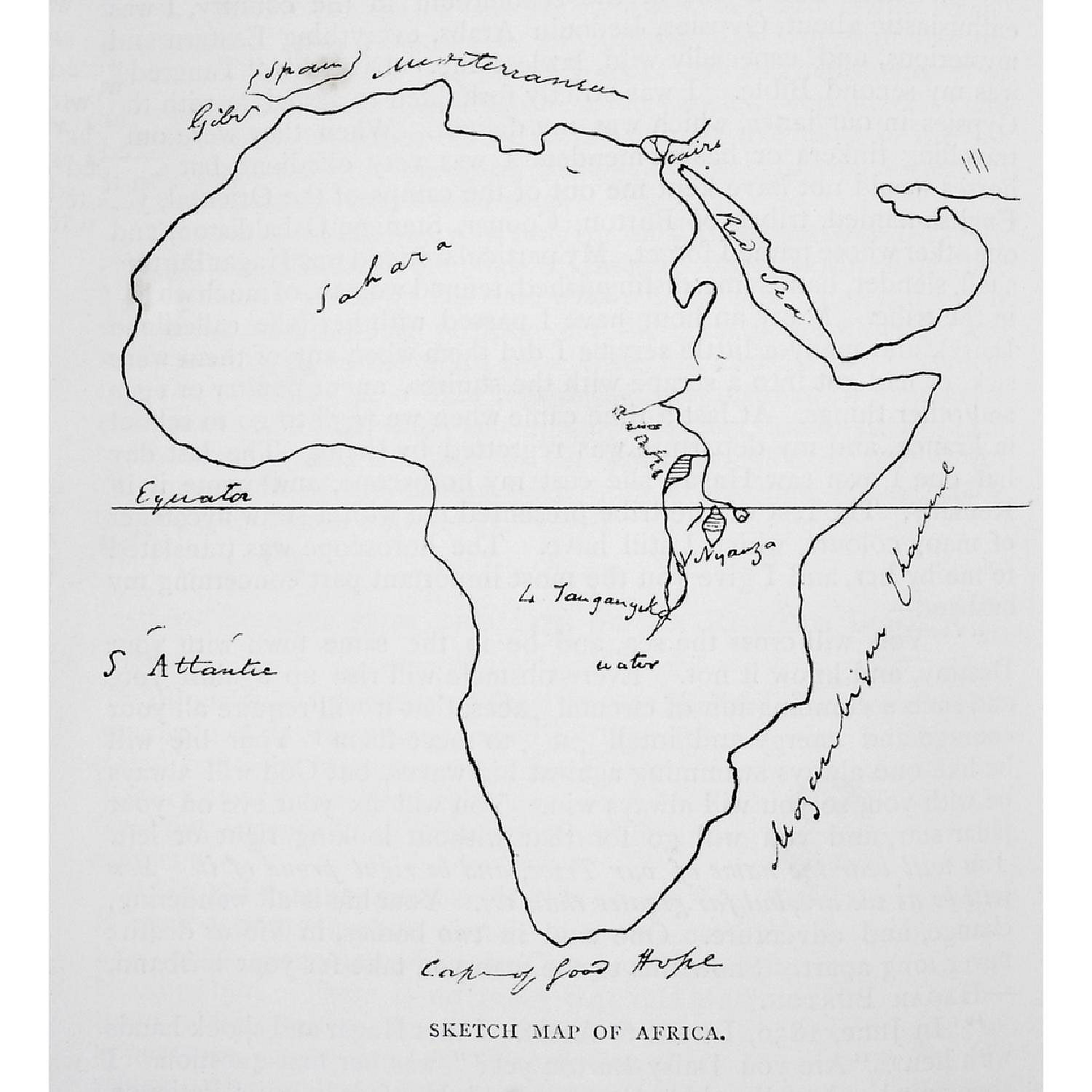 Burtons Sketch Map Of Africa. Sir Richard Francis Burton 18211890
