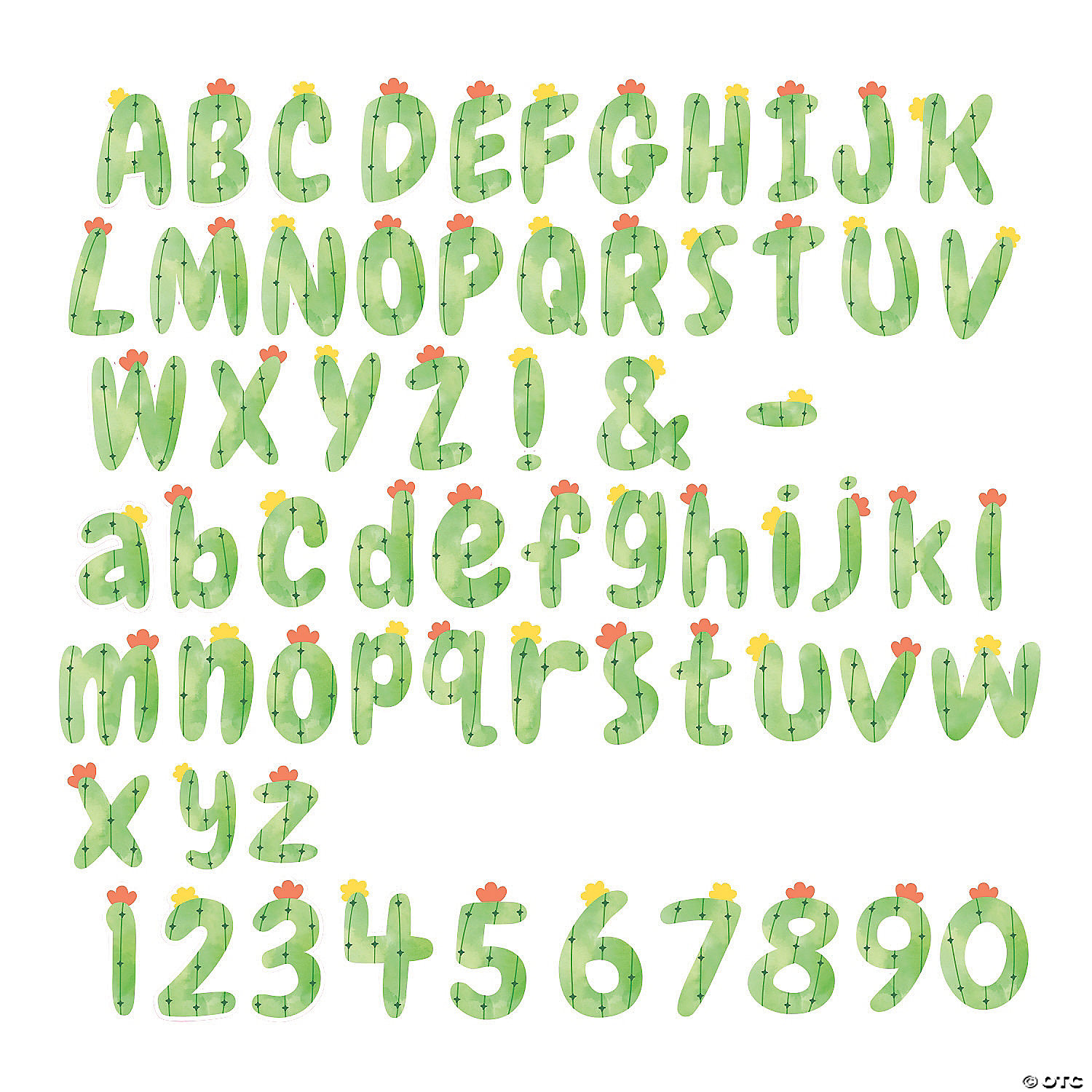 Whaline 110Pcs Cactus Letter Cutouts Alphabet Number Symbol Cut-Outs Combo  Pack Cacti Letter Punctuation Succulent Bulletin Board Decor with 200Pcs