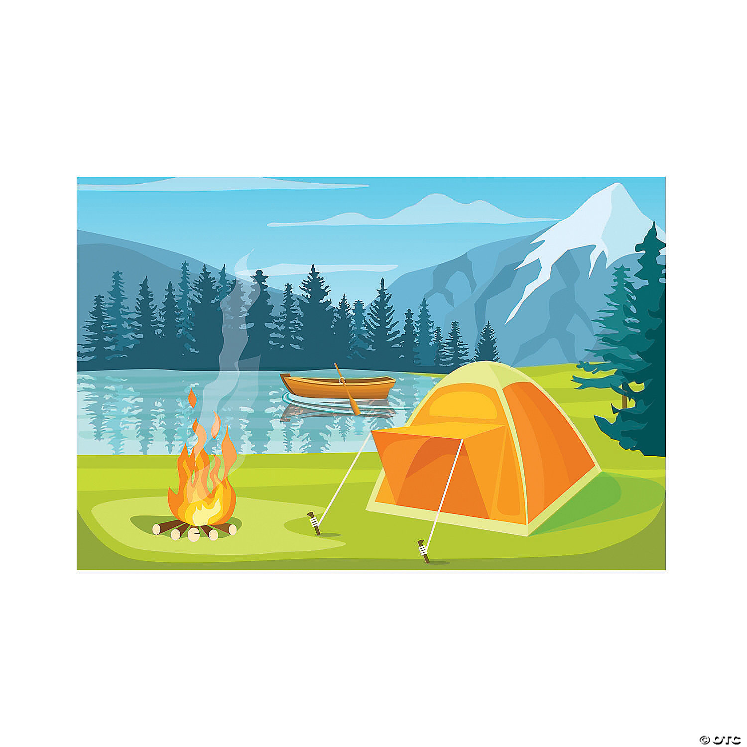 Forest Scene Camping Backdrop Camping Photography Background Camping Photo Backdrop and 2 Sets 3D Decorative Cardboard Campfire Centerpiece Artificial Fire Party Decoration for Camping ThemeParty